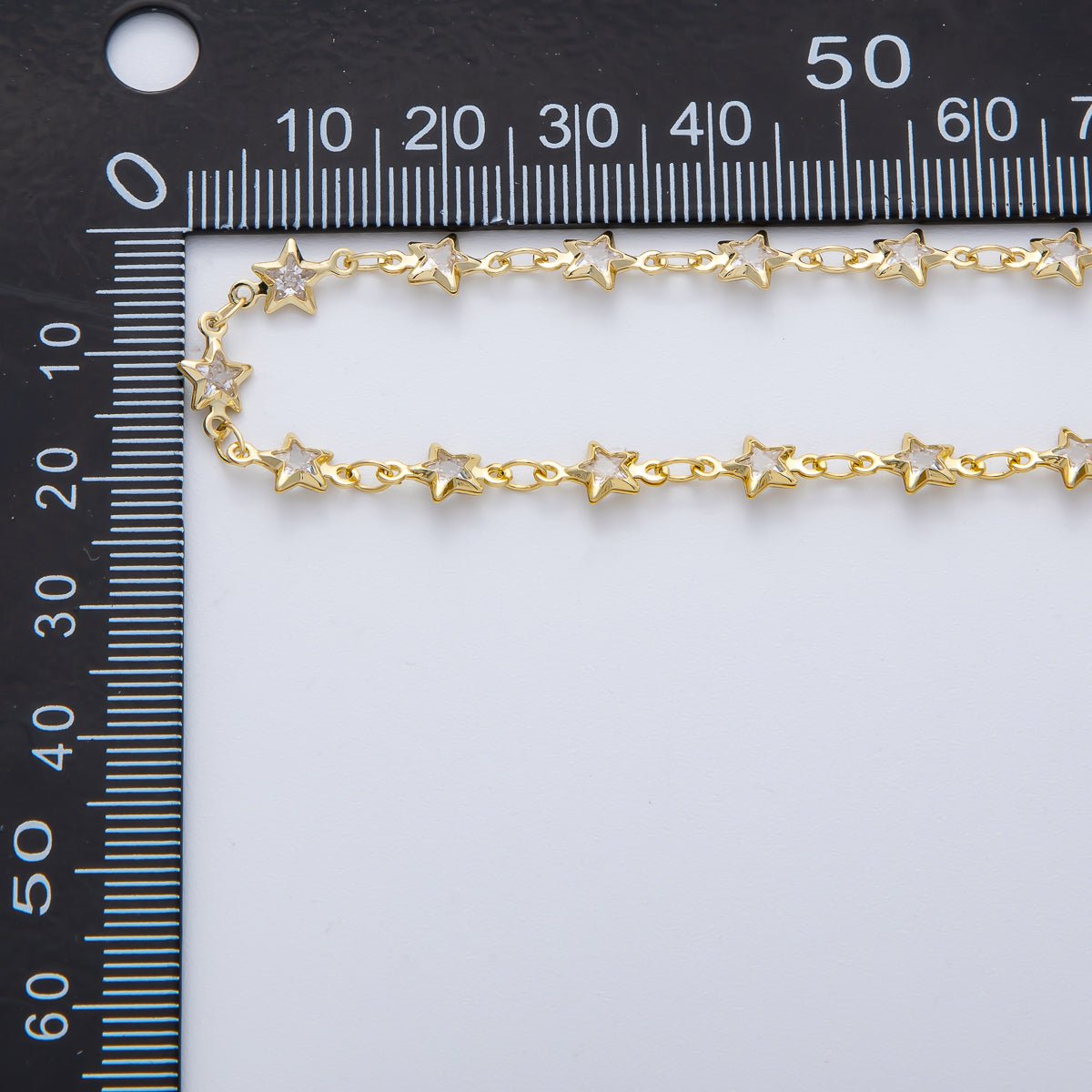 18K Gold Filled 10mm x 6mm Clear Celestial Star Unfinished Chain by Yard | Roll - 1781 - DLUXCA