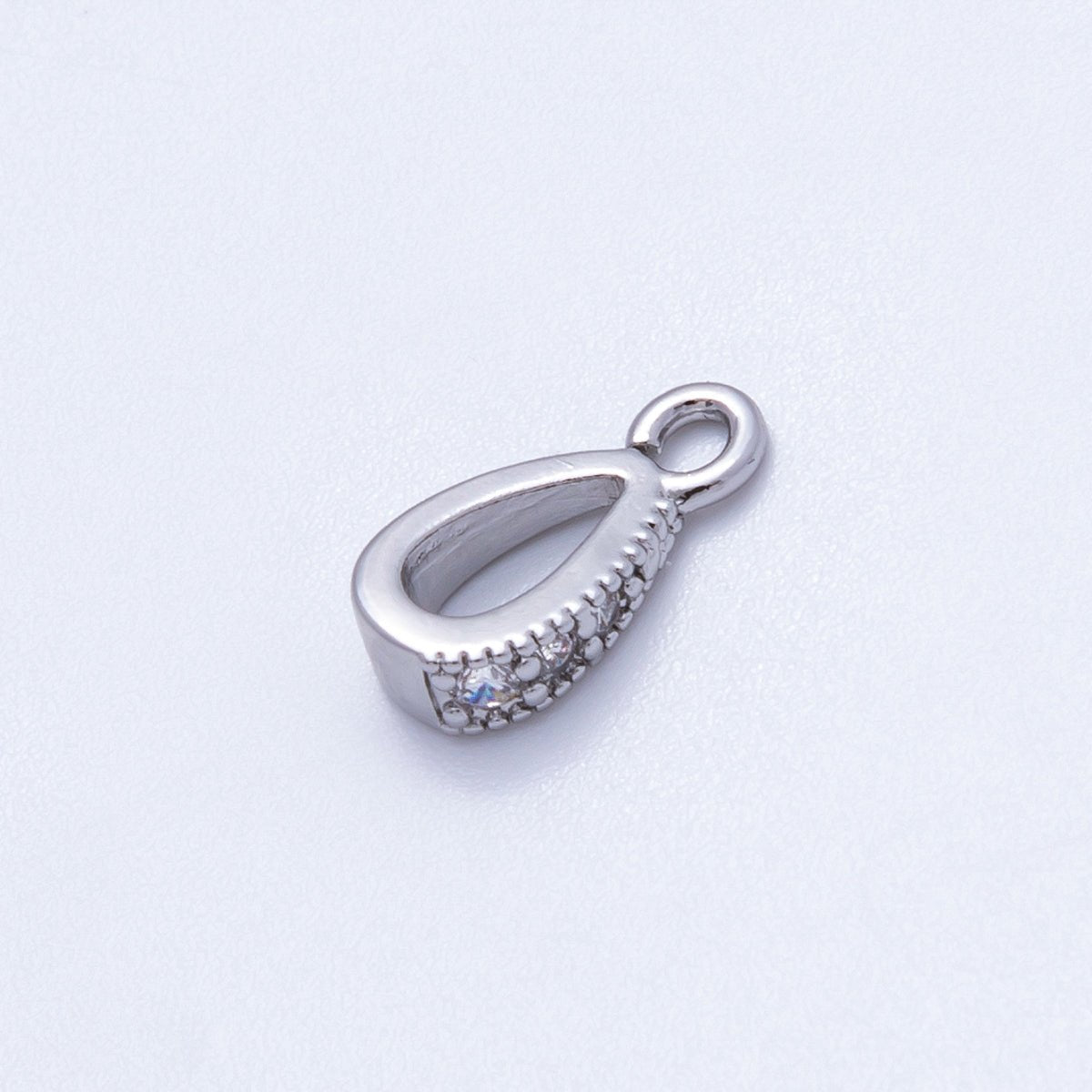 18K Gold Filled 11mm Micro Paved CZ Open Loop Bail Pendant Findings in Gold & Silver | Findings - 00129 Findings - 00130 - DLUXCA