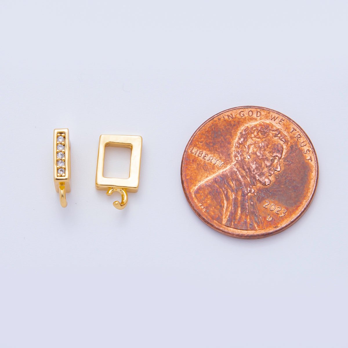 18K Gold Filled 11mm Micro Paved CZ Rectangular Bail Pendant Spacer Holder with Open Link | Z - A1248 - DLUXCA