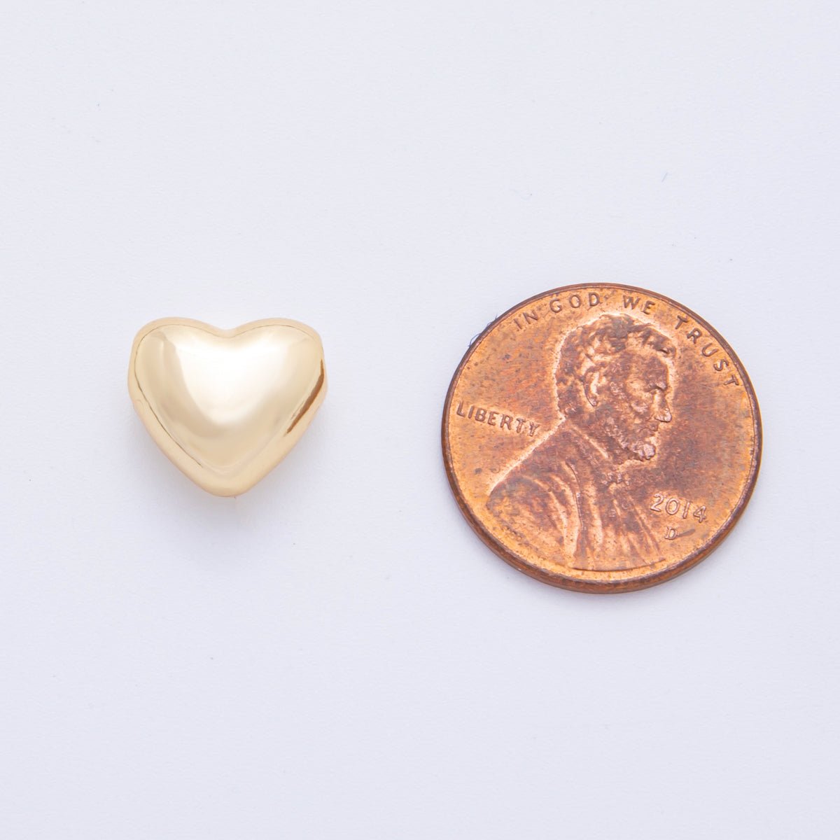 18K Gold Filled 11mm Minimalist Puffy Heart Bead Spacer | AF - A1059 - DLUXCA