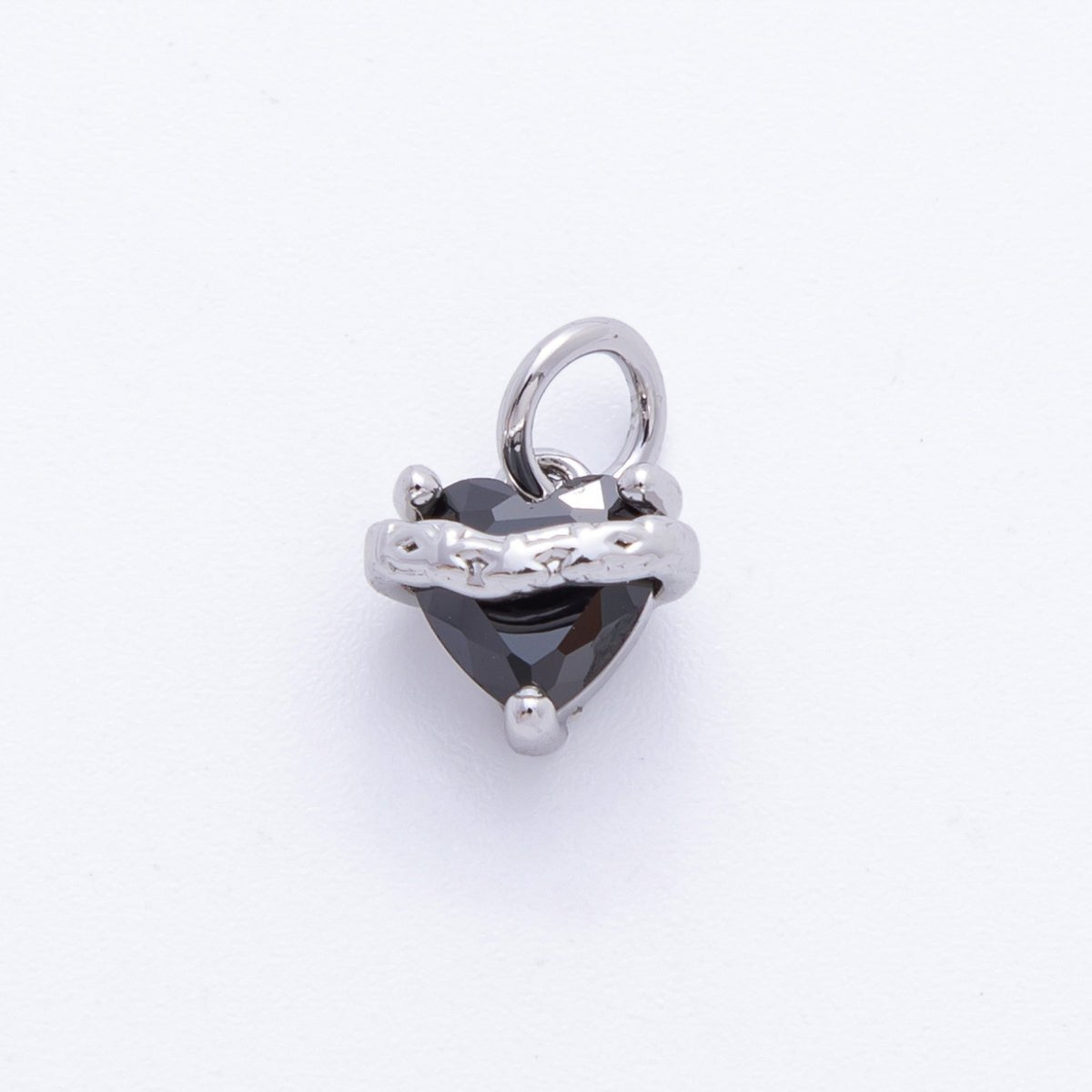 18K Gold Filled 11mm Pink & Black Heart - Shaped CZ Rustic Style Charm in Gold & Silver | C639 C702 - DLUXCA