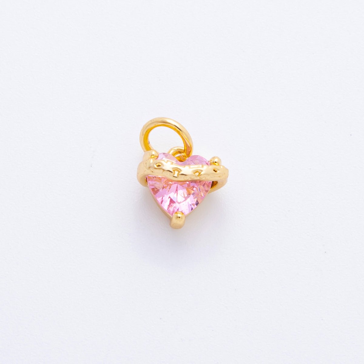 18K Gold Filled 11mm Pink & Black Heart - Shaped CZ Rustic Style Charm in Gold & Silver | C639 C702 - DLUXCA