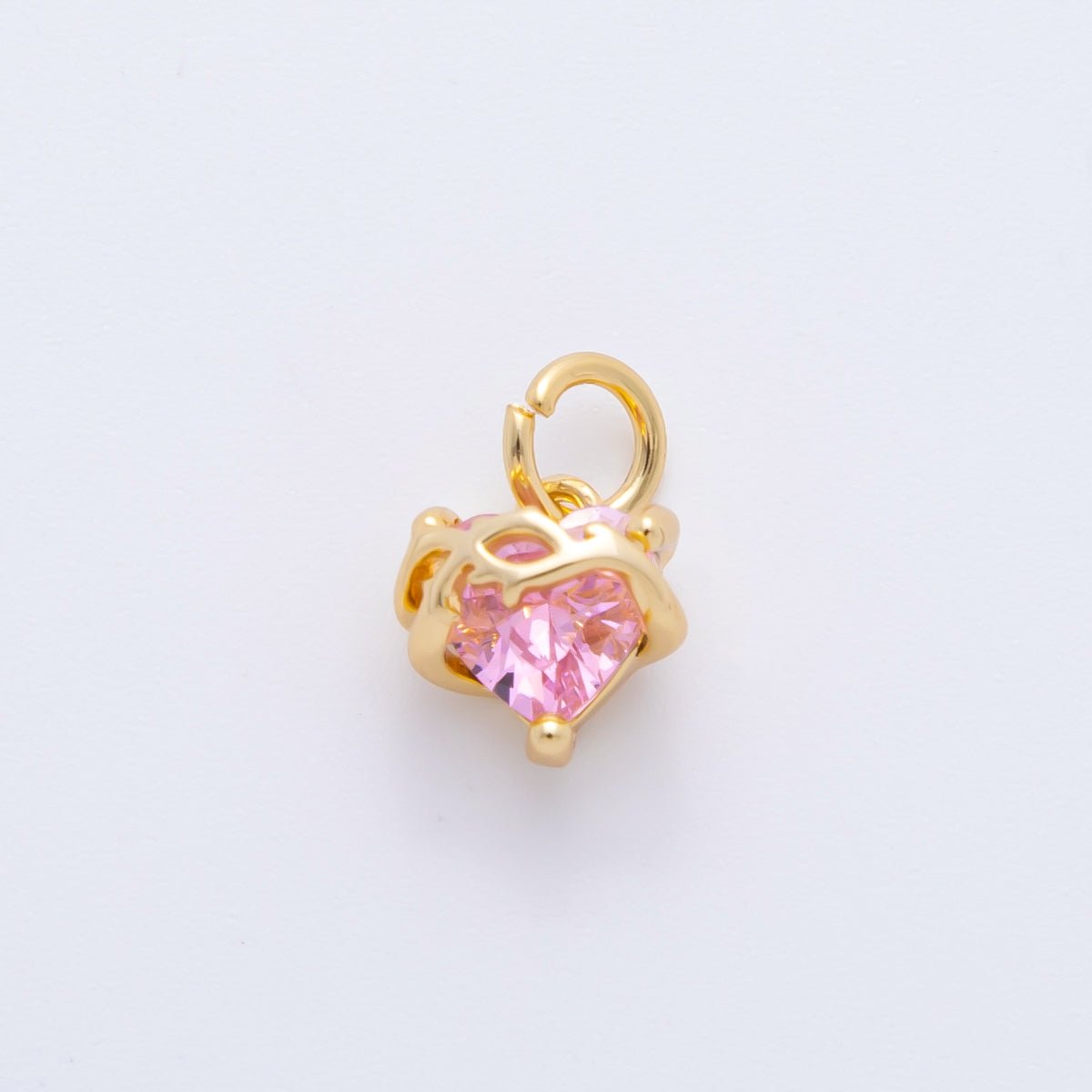 18K Gold Filled 11mm Pink, Red, & Clear Heart CZ Vine Wrapped Love Pendant in Gold & Silver | AH - 937 - AH - 939 - DLUXCA