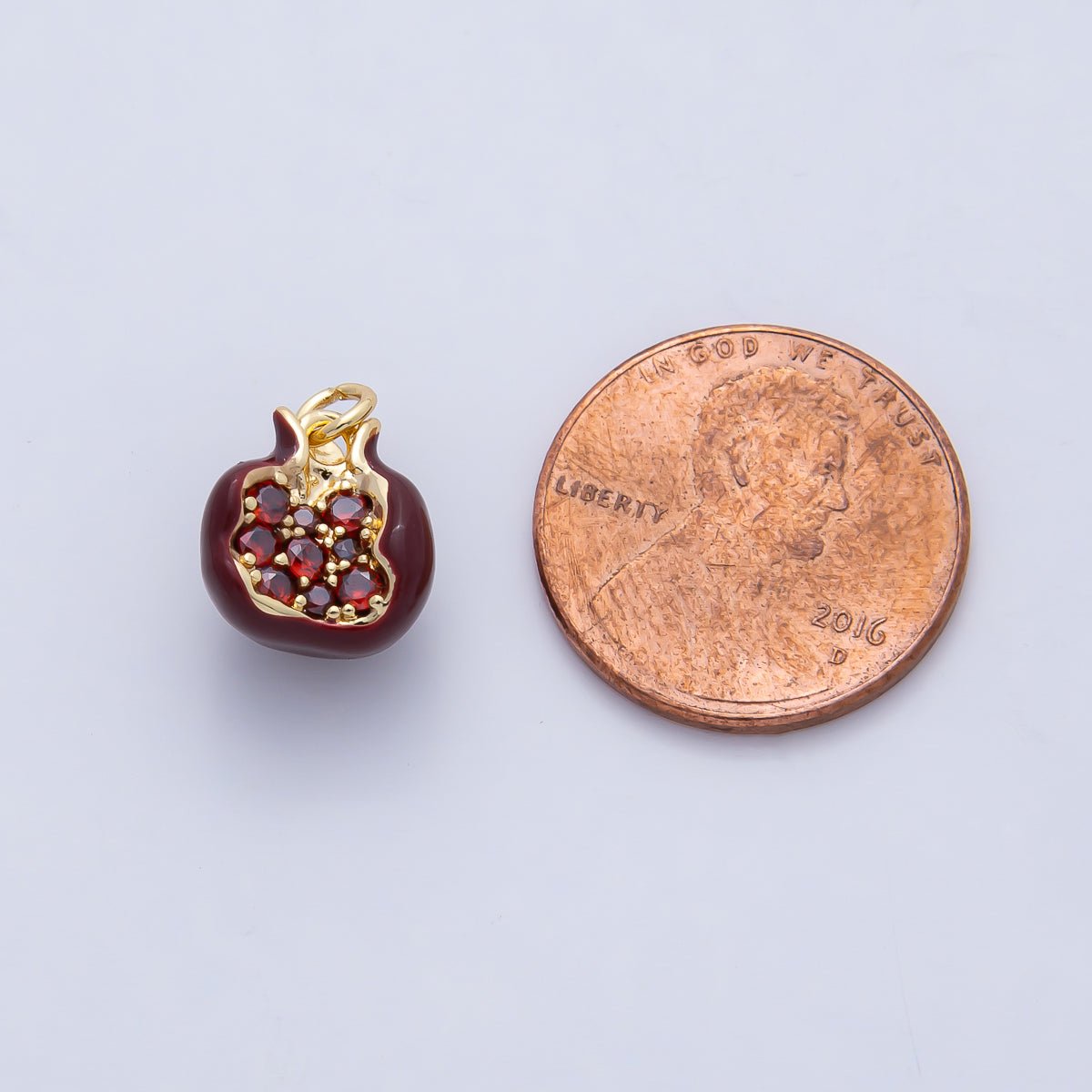 18K Gold Filled 11mm Red 3D Pomegranate Fruit Charm | AF1478 - DLUXCA
