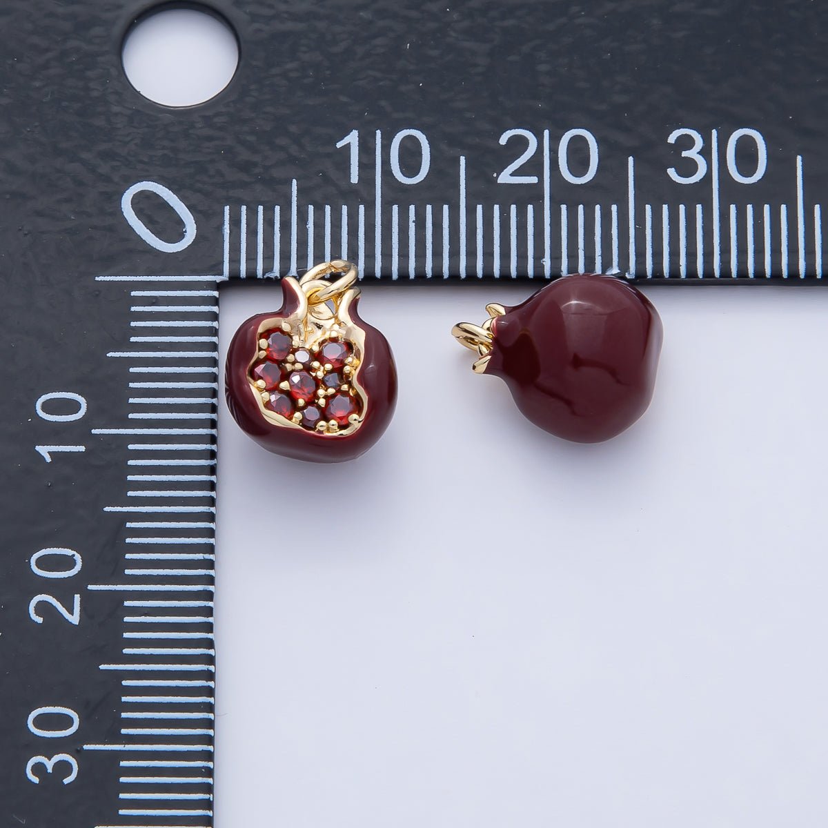 18K Gold Filled 11mm Red 3D Pomegranate Fruit Charm | AF1478 - DLUXCA