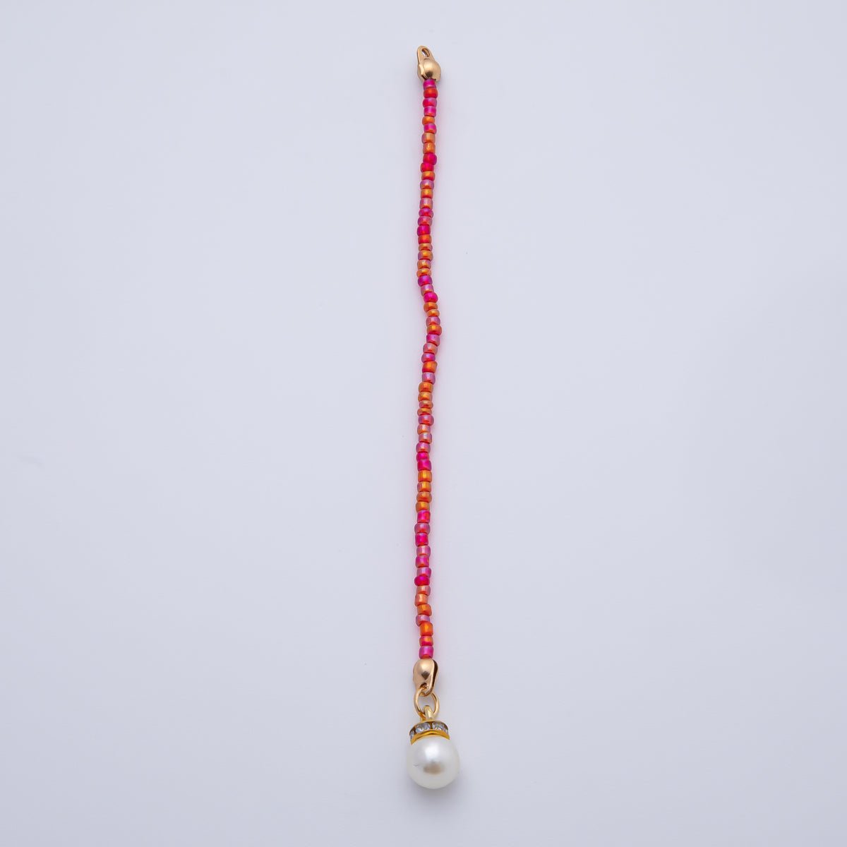 18K Gold Filled 123mm Shell Pearl Pink Red Gemstone Crimp Drop Finding | Z1396 - DLUXCA