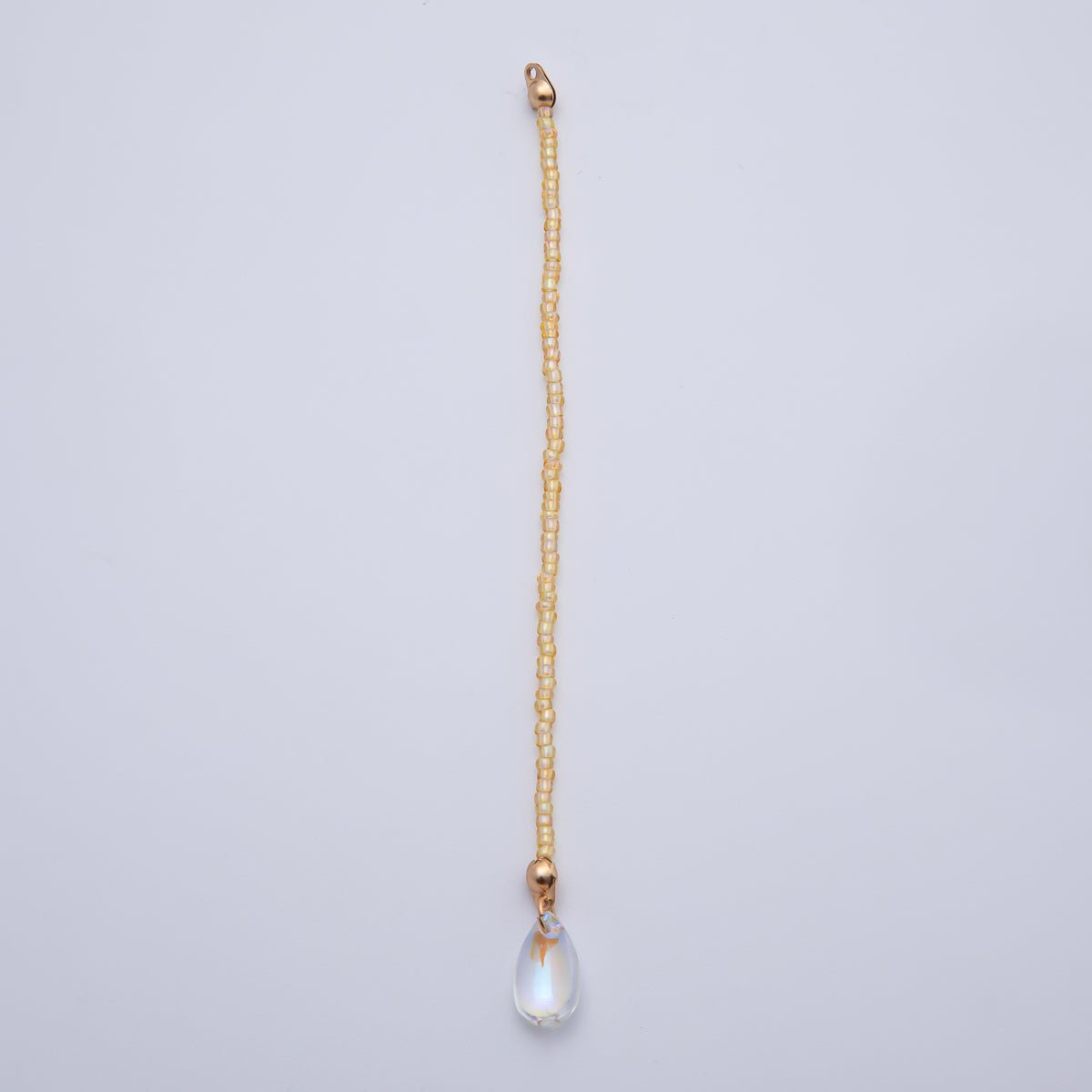 18K Gold Filled 123mm White, Black, Clear, Peach Iridescent AB Gemstone Drop Crimp Finding | Z1397 ~ Z1400 - DLUXCA