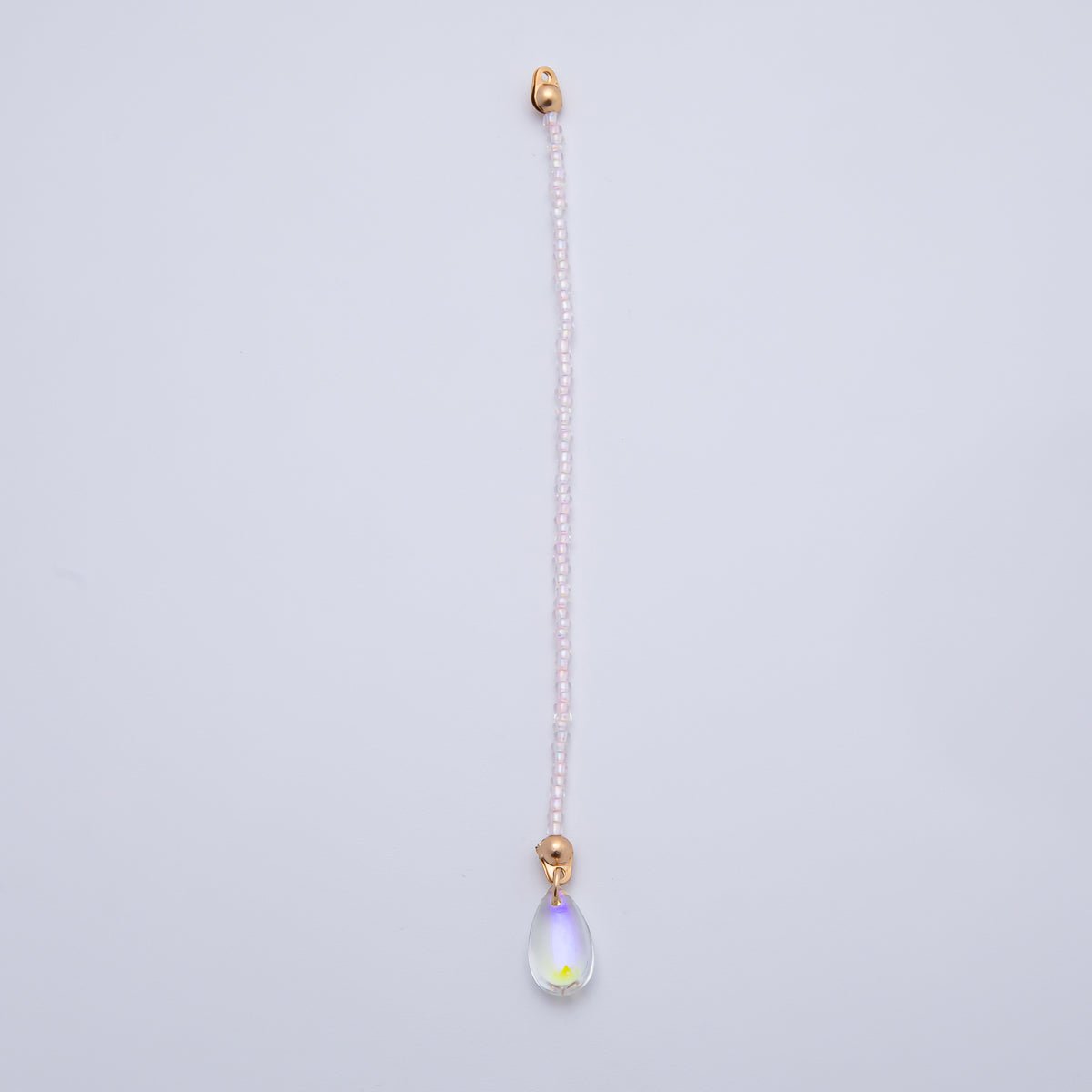 18K Gold Filled 123mm White, Black, Clear, Peach Iridescent AB Gemstone Drop Crimp Finding | Z1397 ~ Z1400 - DLUXCA