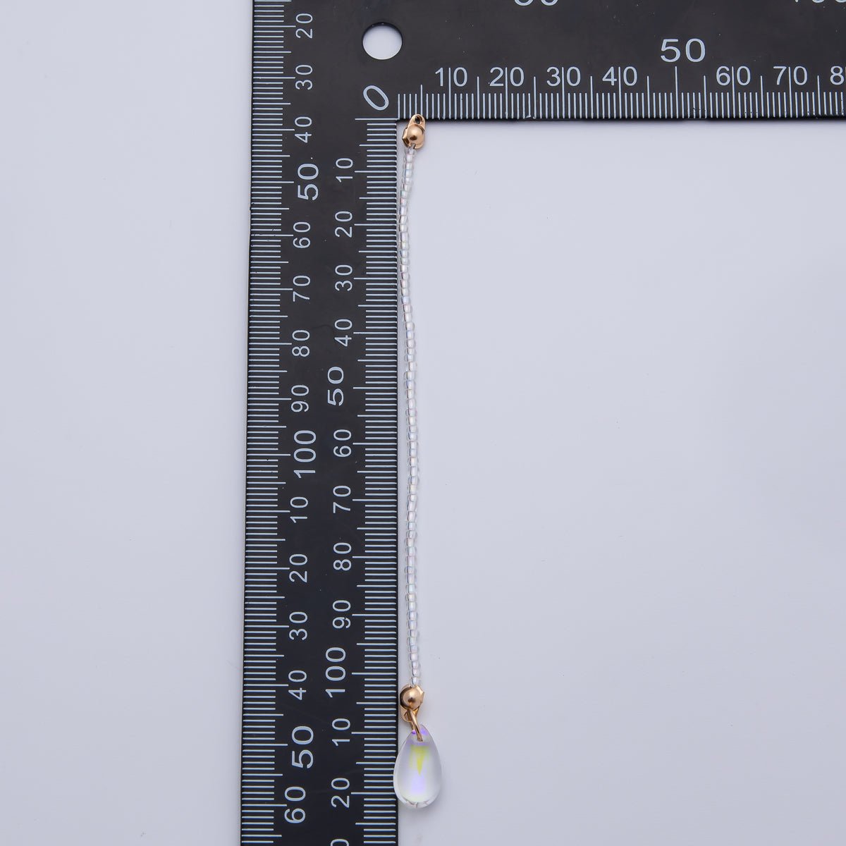 18K Gold Filled 123mm White, Black, Clear, Peach Iridescent AB Gemstone Drop Crimp Finding | Z1397 ~ Z1400 - DLUXCA