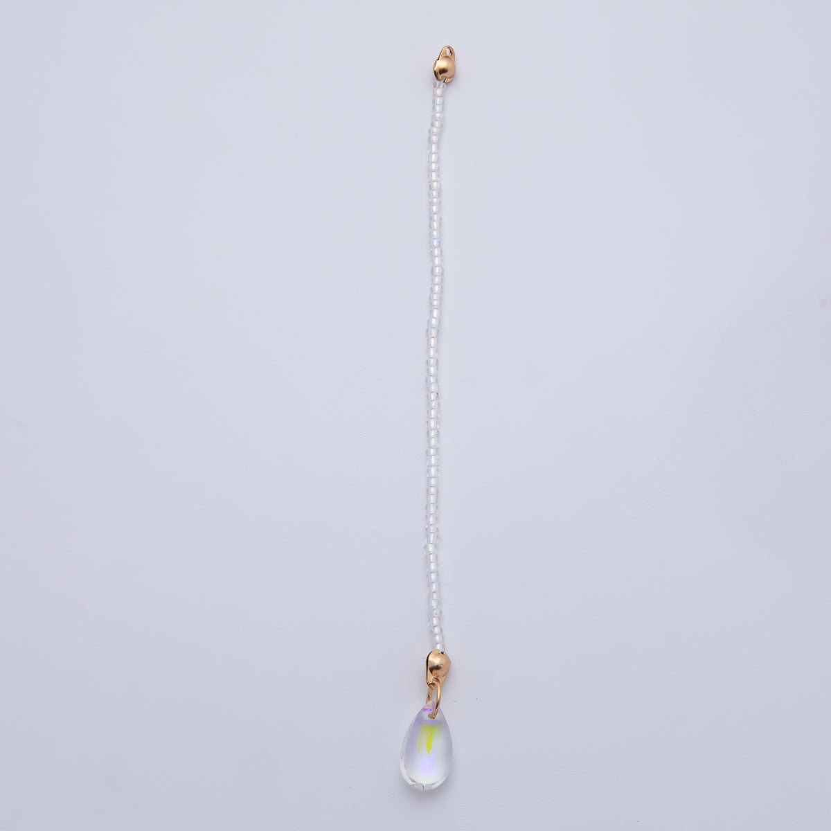 18K Gold Filled 123mm White, Black, Clear, Peach Iridescent AB Gemstone Drop Crimp Finding | Z1397 ~ Z1400 - DLUXCA