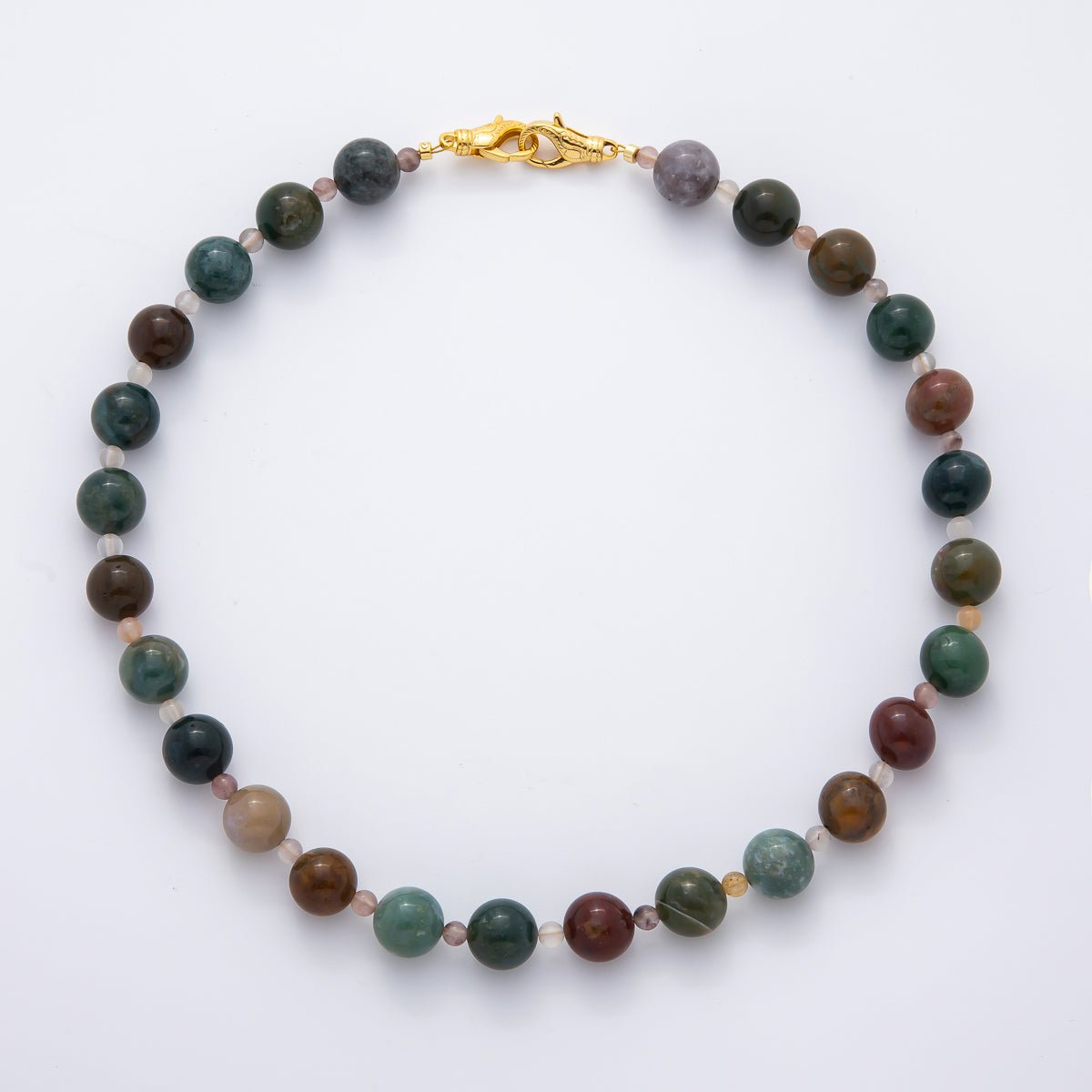 18K Gold Filled 12.4mm Carnelian, Agate, Obsidian Gemstone Handcrafted 19 Inch Candy Beaded Necklace | WA - 3276 - WA - 3280, WA - A3381 - DLUXCA