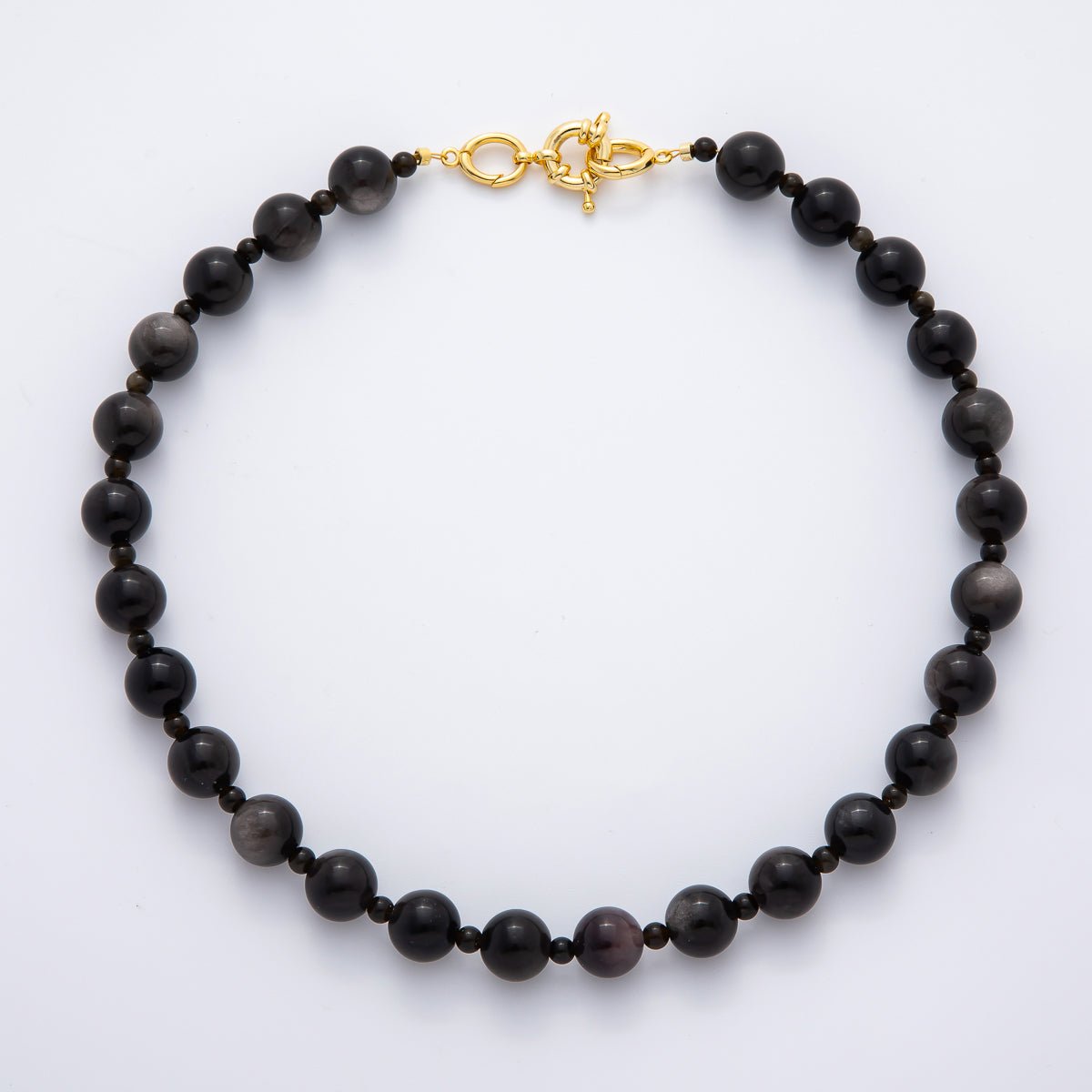 18K Gold Filled 12.4mm Carnelian, Agate, Obsidian Gemstone Handcrafted 19 Inch Candy Beaded Necklace | WA - 3276 - WA - 3280, WA - A3381 - DLUXCA