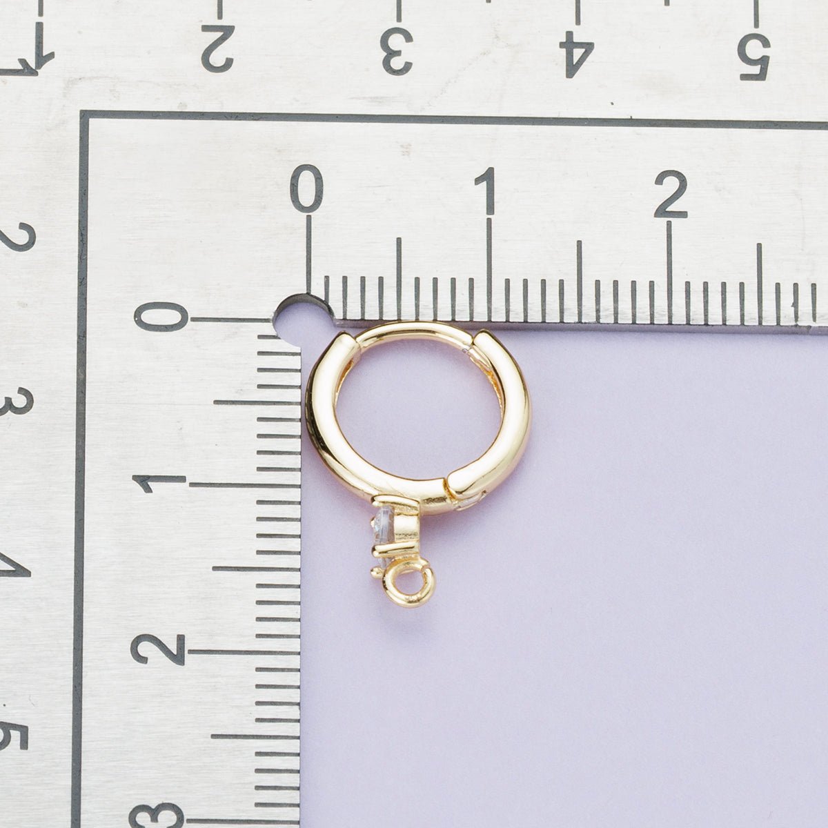 18K Gold Filled 12.5mm Clear CZ Open Loop Drop Huggie Earrings | Findings - 00083 - DLUXCA