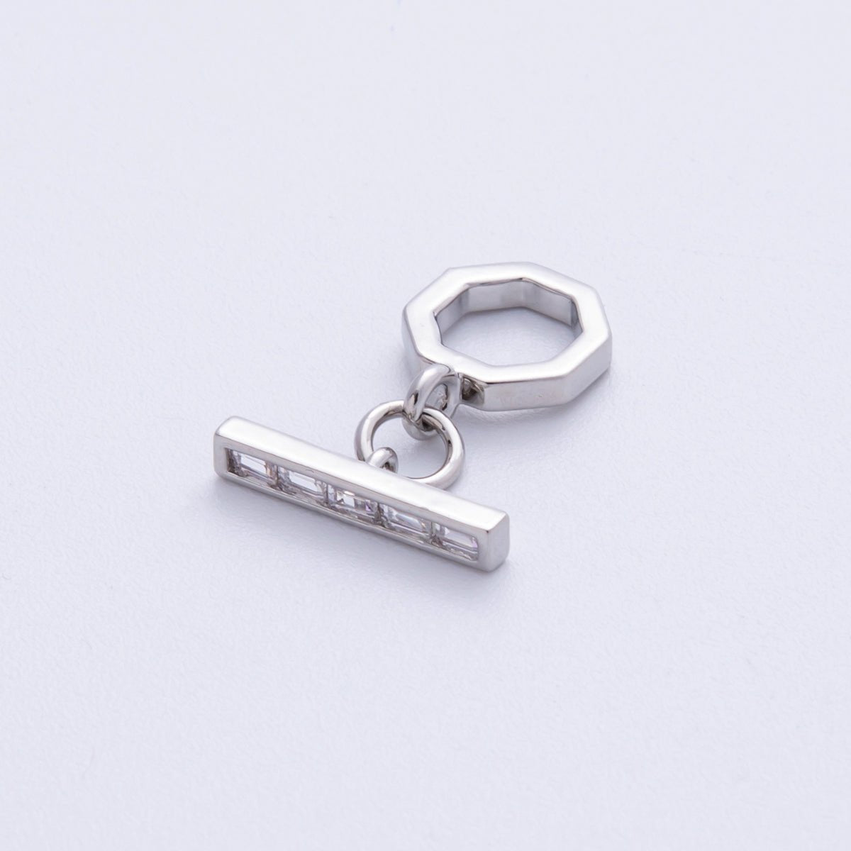 18K Gold Filled 12mm Baguette CZ Hexagon Toggle Clasps Closure in Gold & Silver | FINDINGS - 00001 - 00002 - DLUXCA