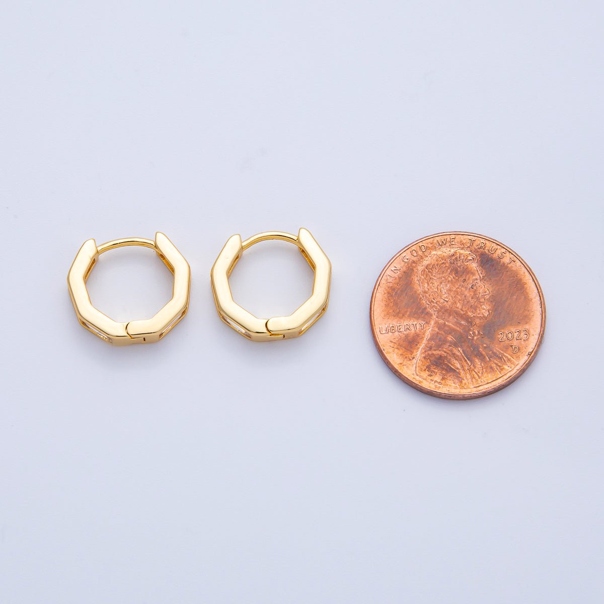 18K Gold Filled 12mm Clear CZ Baguette Huggie Earrings | Earrings - 00056 - DLUXCA