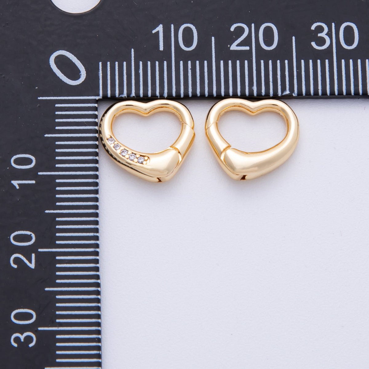 18K Gold Filled 12mm Push Gate Heart CZ Minimalist Finding | Findings - 400001 - DLUXCA