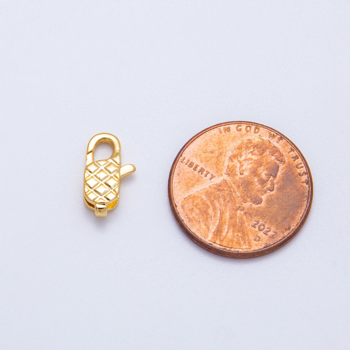18K Gold Filled 12mm Quilted Texture Lobster Clasp Closure | Findings - 00127 - DLUXCA