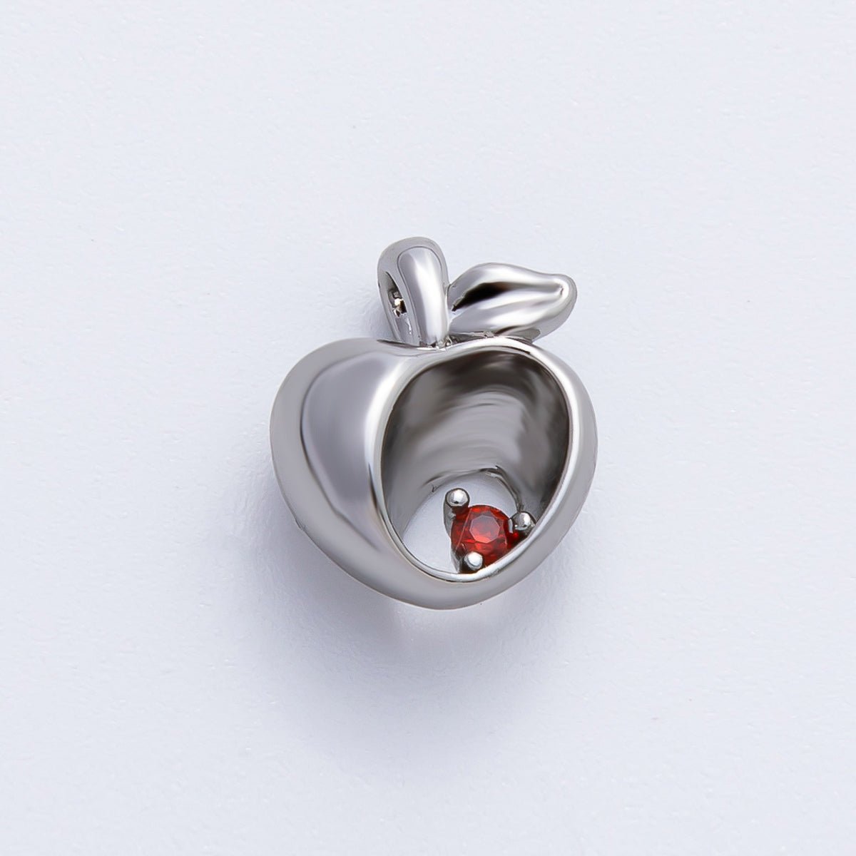 18K Gold Filled 12mm Red CZ Apple Fruit Charm in Gold & Silver | AF1361 - DLUXCA