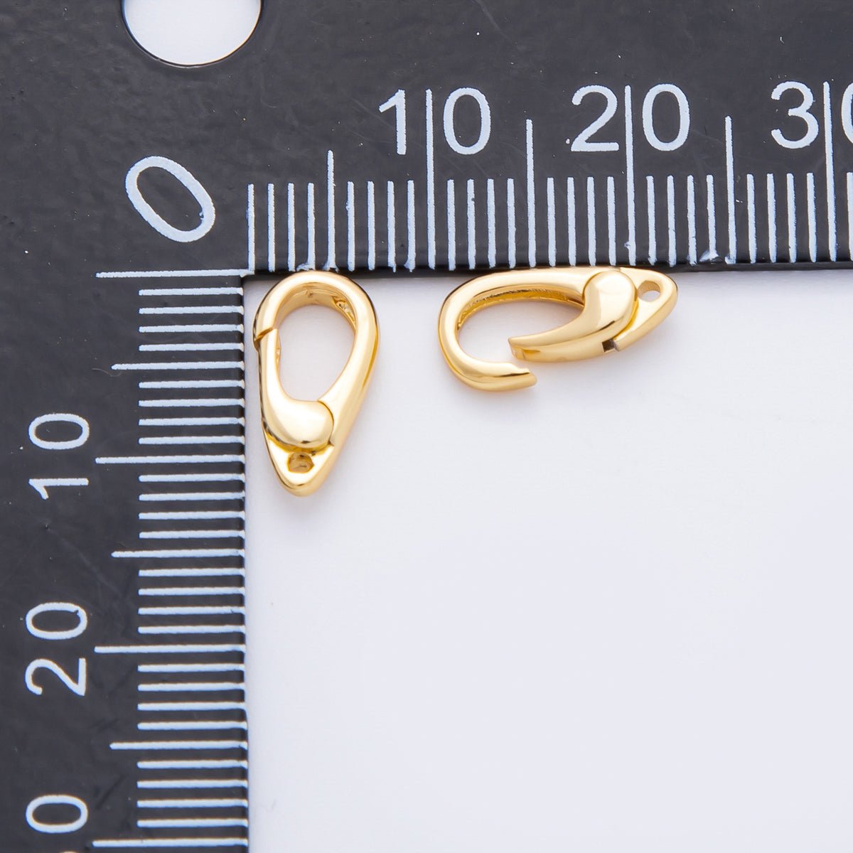 18K Gold Filled 12mm Tiny Oval Push Gate Clasp with Small Hole Charm Finding | Z1410 - DLUXCA