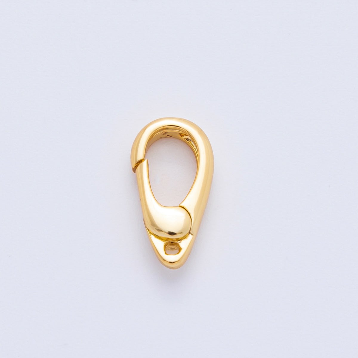 18K Gold Filled 12mm Tiny Oval Push Gate Clasp with Small Hole Charm Finding | Z1410 - DLUXCA