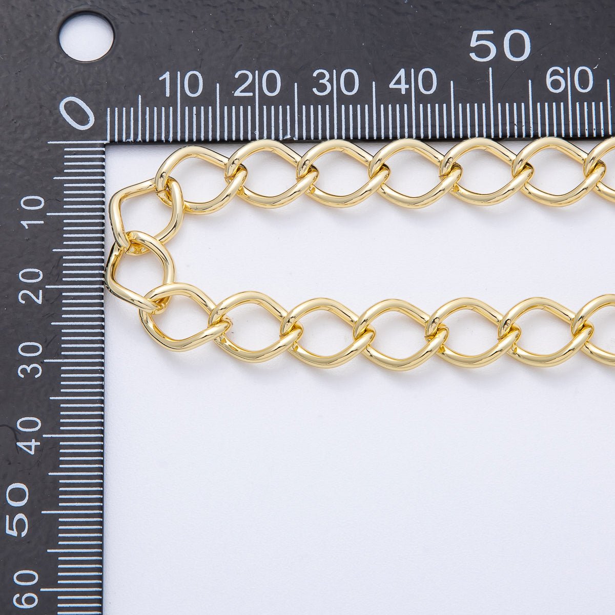 18K Gold Filled 12mm x 9mm Cable Curb Unfinished Chain by Yard | Roll - 1808 - DLUXCA