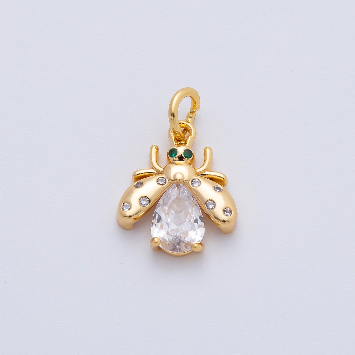 18K Gold Filled 13.5mm Black, Clear, Yellow CZ Bumble Bee Insect Charm | AF1481 AF1482 - DLUXCA