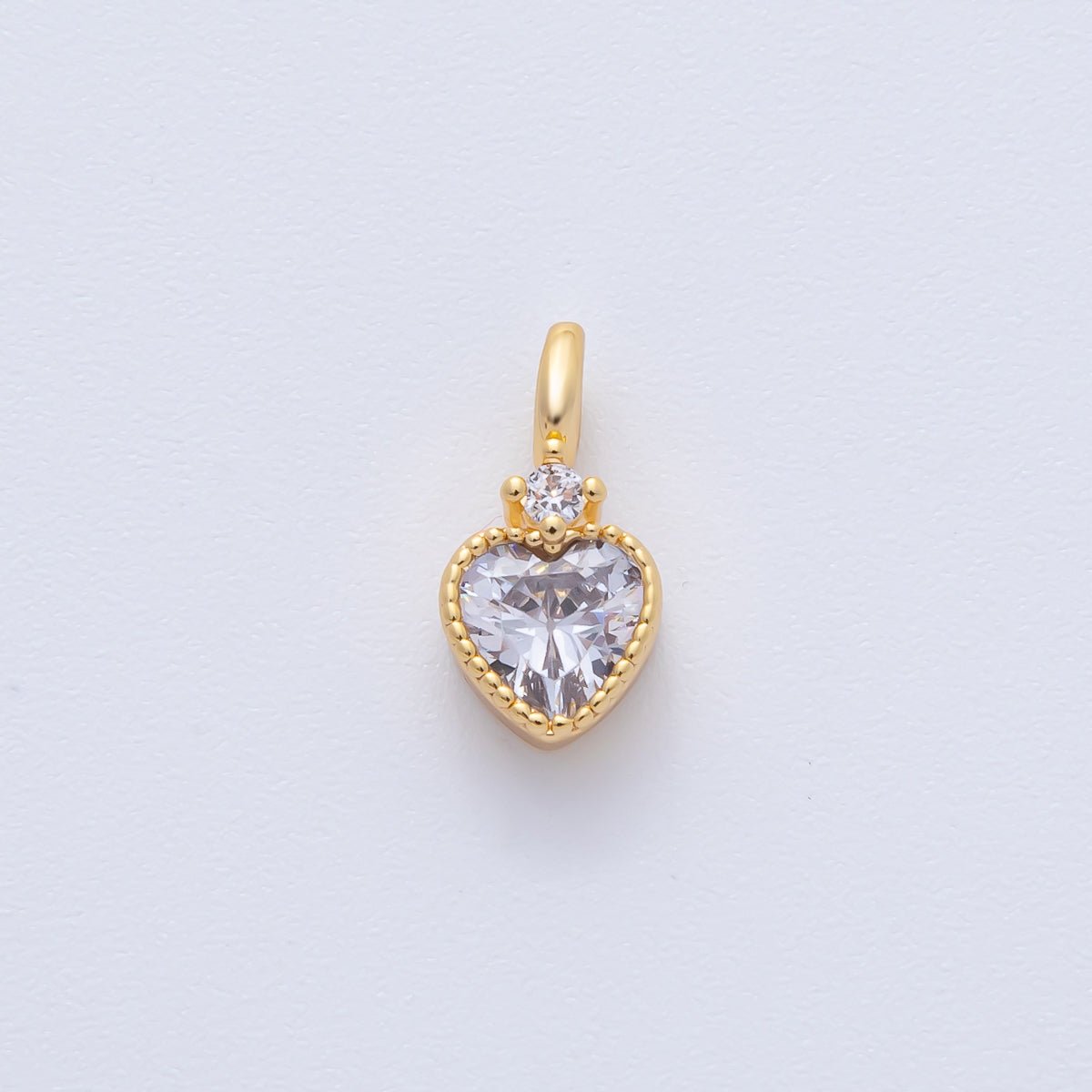 18K Gold Filled 13.5mm Clear, Purple, Yellow CZ Heart Bezel Dainty Pendant | AF1385 AF1386 - DLUXCA