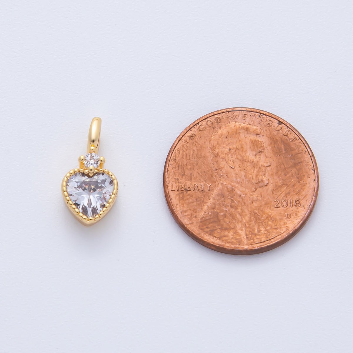 18K Gold Filled 13.5mm Clear, Purple, Yellow CZ Heart Bezel Dainty Pendant | AF1385 AF1386 - DLUXCA