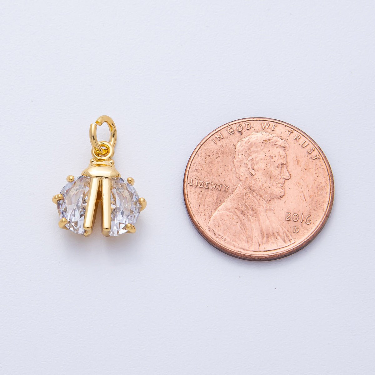 18K Gold Filled 13mm Clear CZ Ladybug Wings Insect Animal Mini Charm | AK201 - DLUXCA