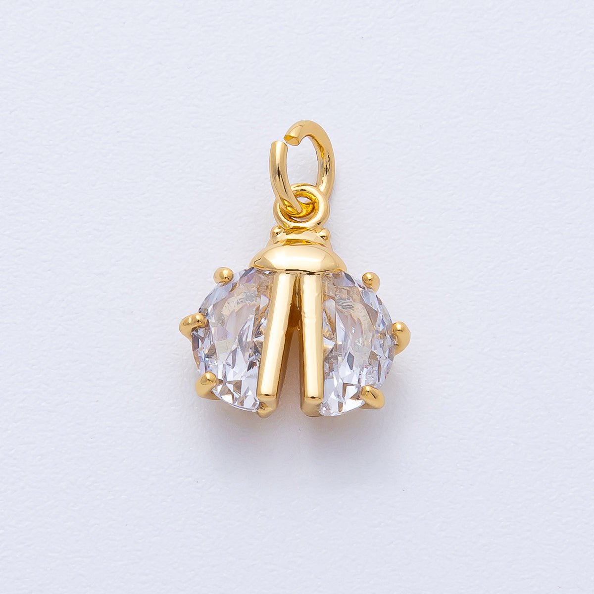 18K Gold Filled 13mm Clear CZ Ladybug Wings Insect Animal Mini Charm | AK201 - DLUXCA