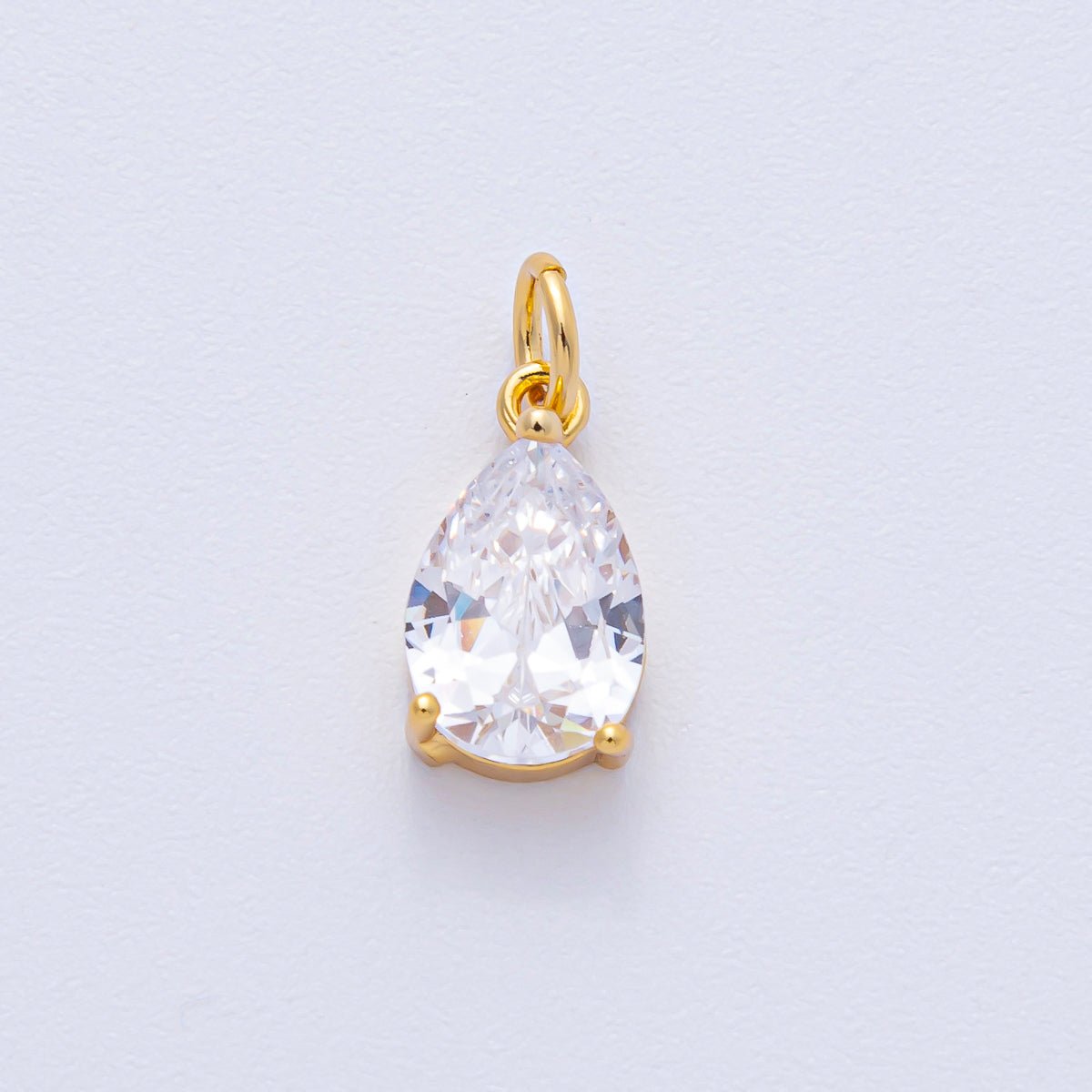 18K Gold Filled 13mm Clear CZ Teardrop Mini Charm | AK029 - DLUXCA