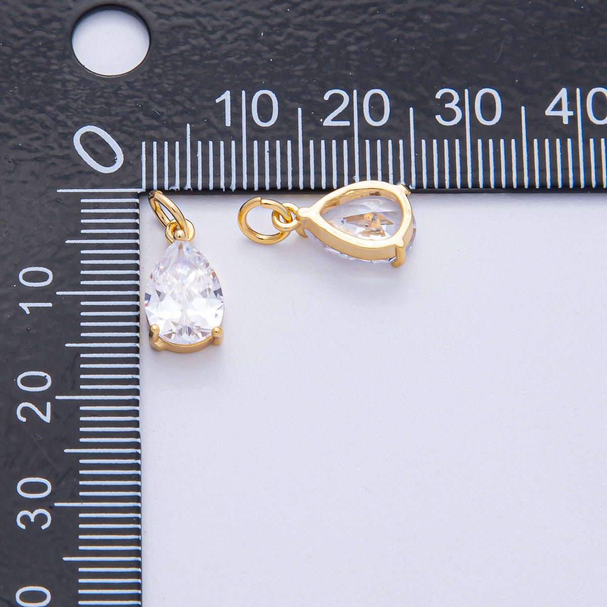 18K Gold Filled 13mm Clear CZ Teardrop Mini Charm | AK029 - DLUXCA