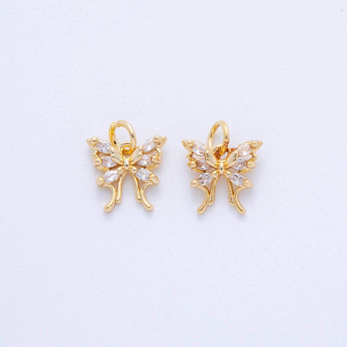 18K Gold Filled 13mm Marquise CZ Butterfly Charm | AF818 - DLUXCA