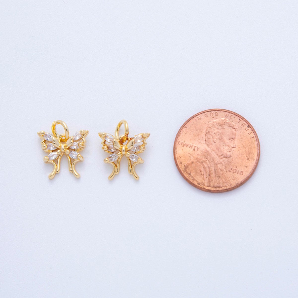 18K Gold Filled 13mm Marquise CZ Butterfly Charm | AF818 - DLUXCA