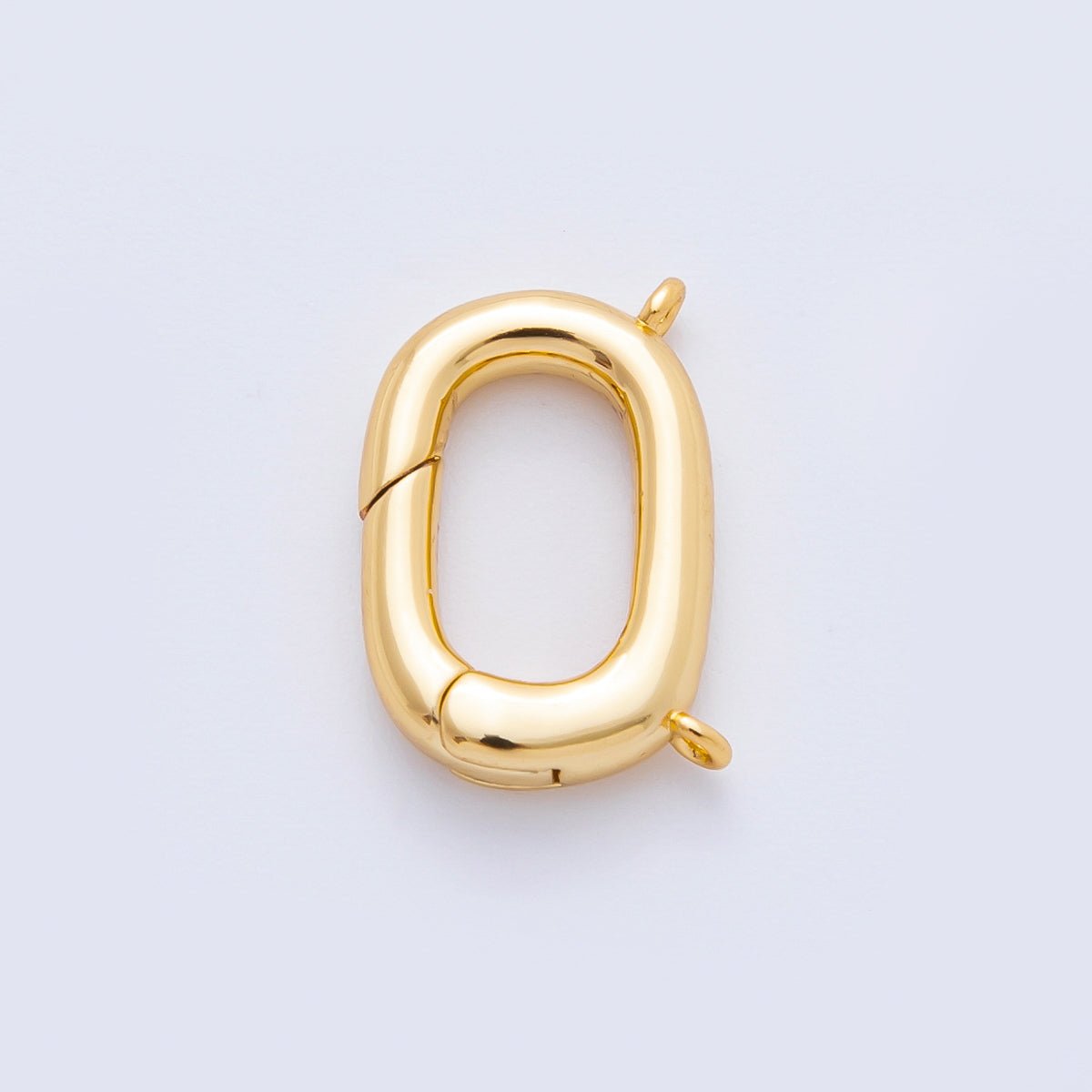 18K Gold Filled 13mm Oval Push Gate Clasp with Two Small Holes Charm Finding | Z1411 - DLUXCA