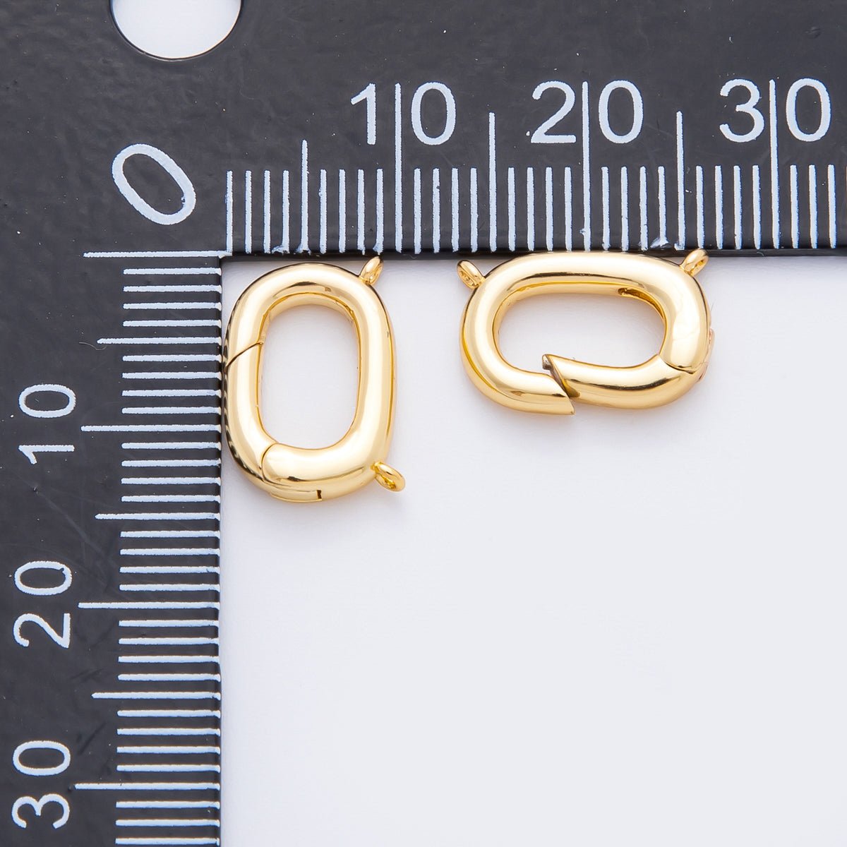 18K Gold Filled 13mm Oval Push Gate Clasp with Two Small Holes Charm Finding | Z1411 - DLUXCA