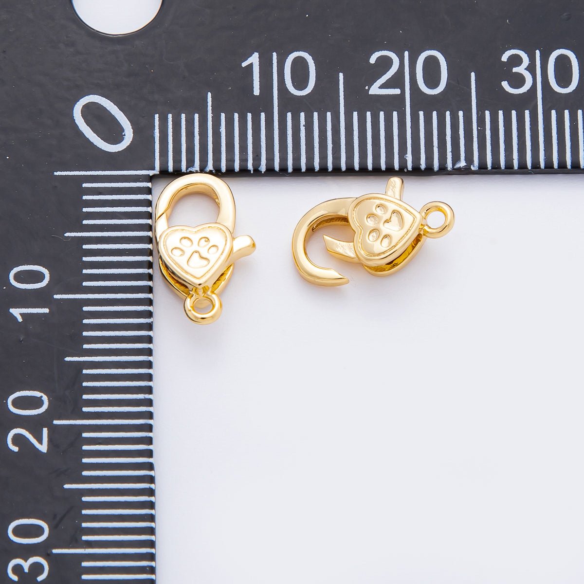 18K Gold Filled 13mm Pet Paw Heart Classic Lobster Clasp Charm Finding | Z1382 - DLUXCA