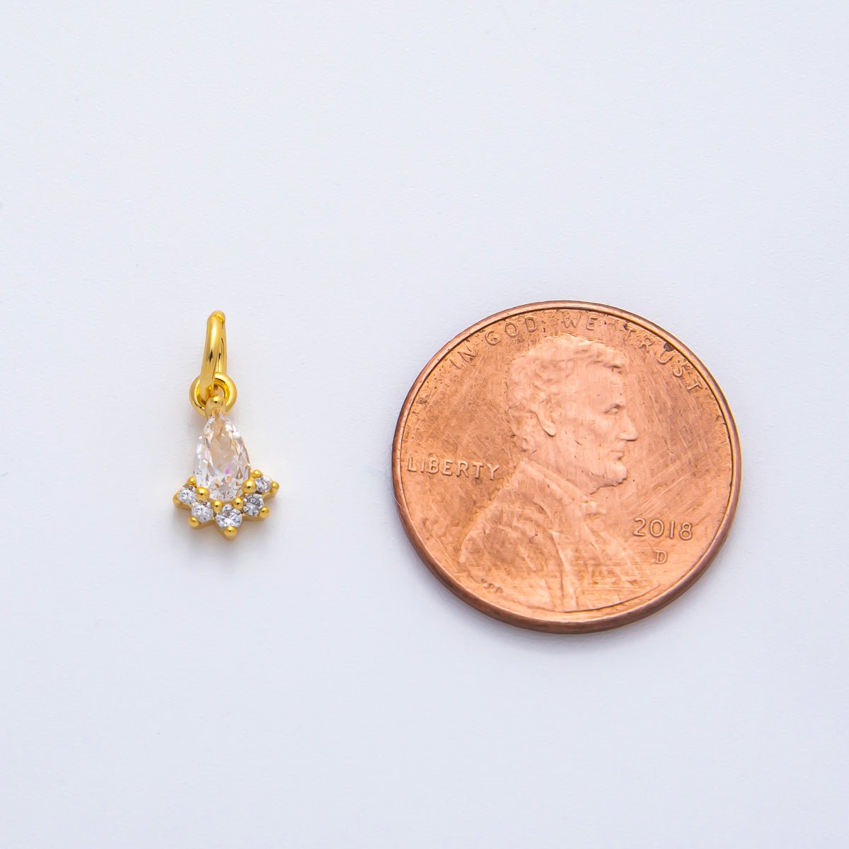 18K Gold Filled 13mm Teardrop Cluster Clear CZ Mini Charm in Gold & Silver | AF1365 - DLUXCA