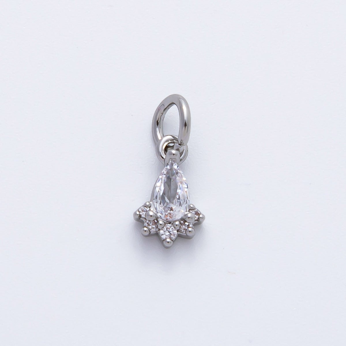 18K Gold Filled 13mm Teardrop Cluster Clear CZ Mini Charm in Gold & Silver | AF1365 - DLUXCA