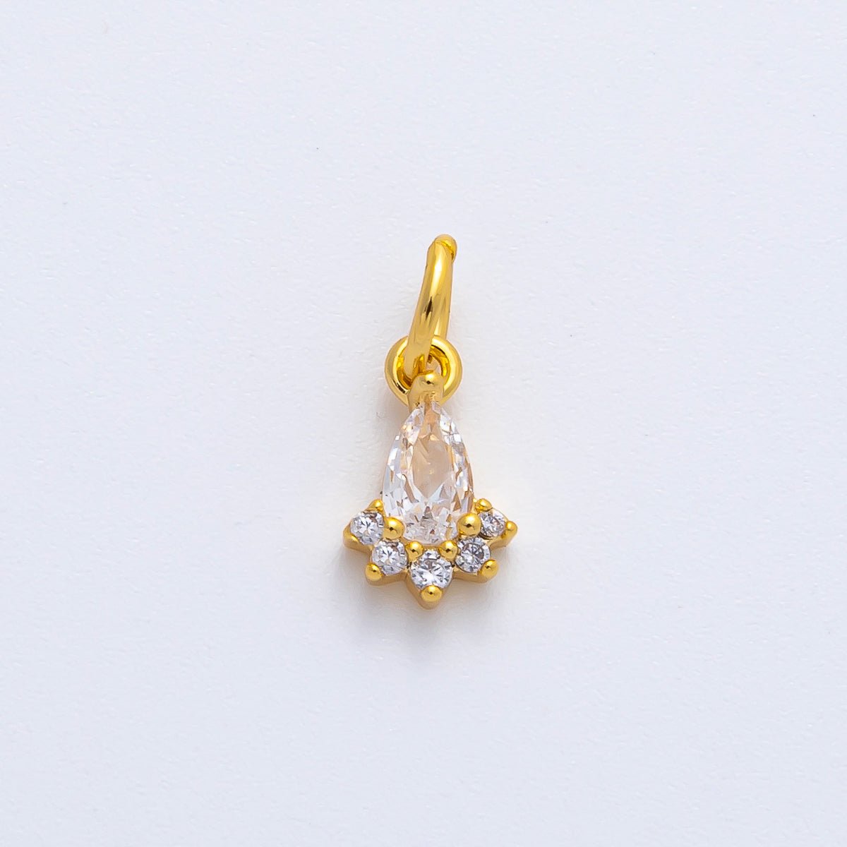 18K Gold Filled 13mm Teardrop Cluster Clear CZ Mini Charm in Gold & Silver | AF1365 - DLUXCA