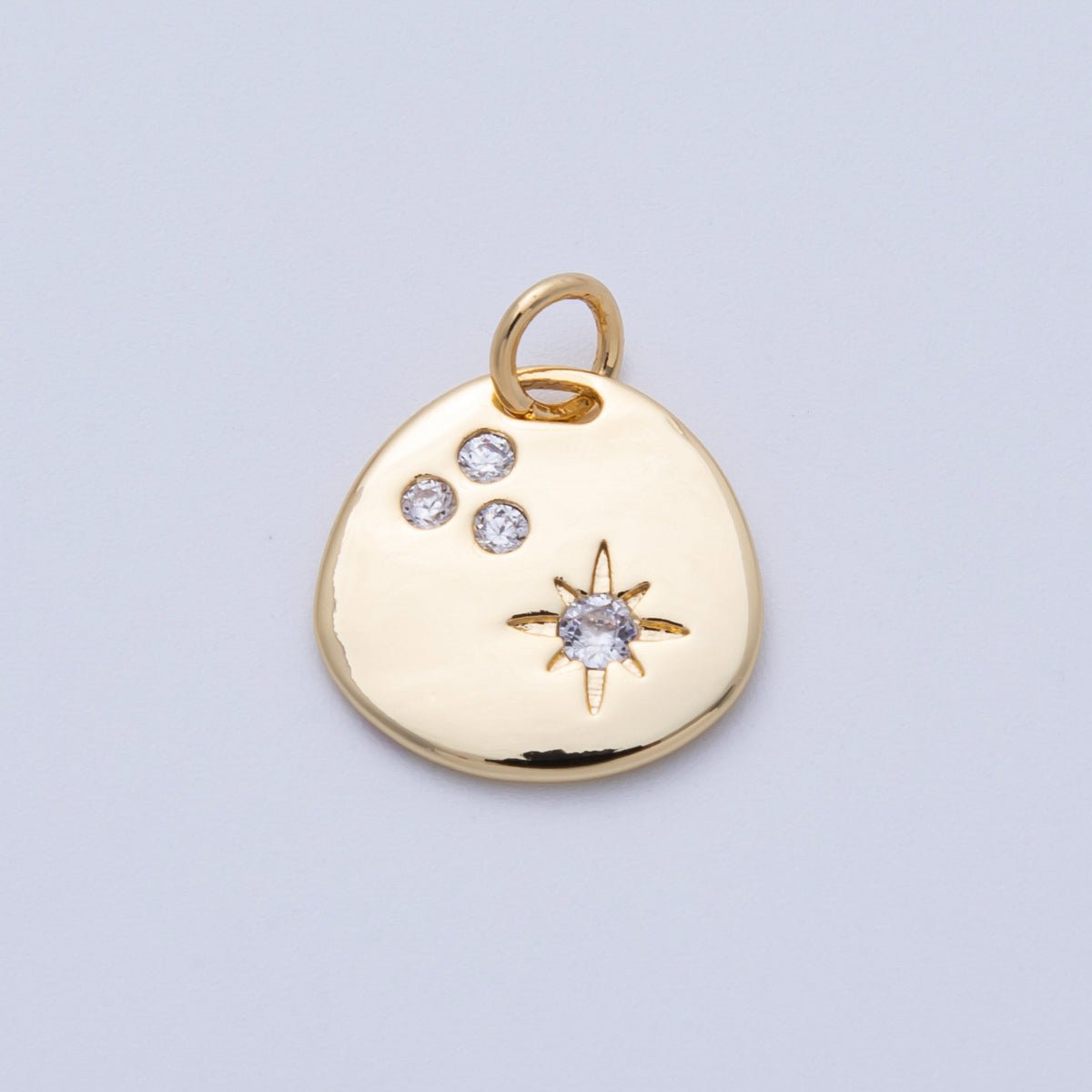 18K Gold Filled 14.3mm Clear CZ Cluster Star Round Charm | Charms - 00057 - DLUXCA