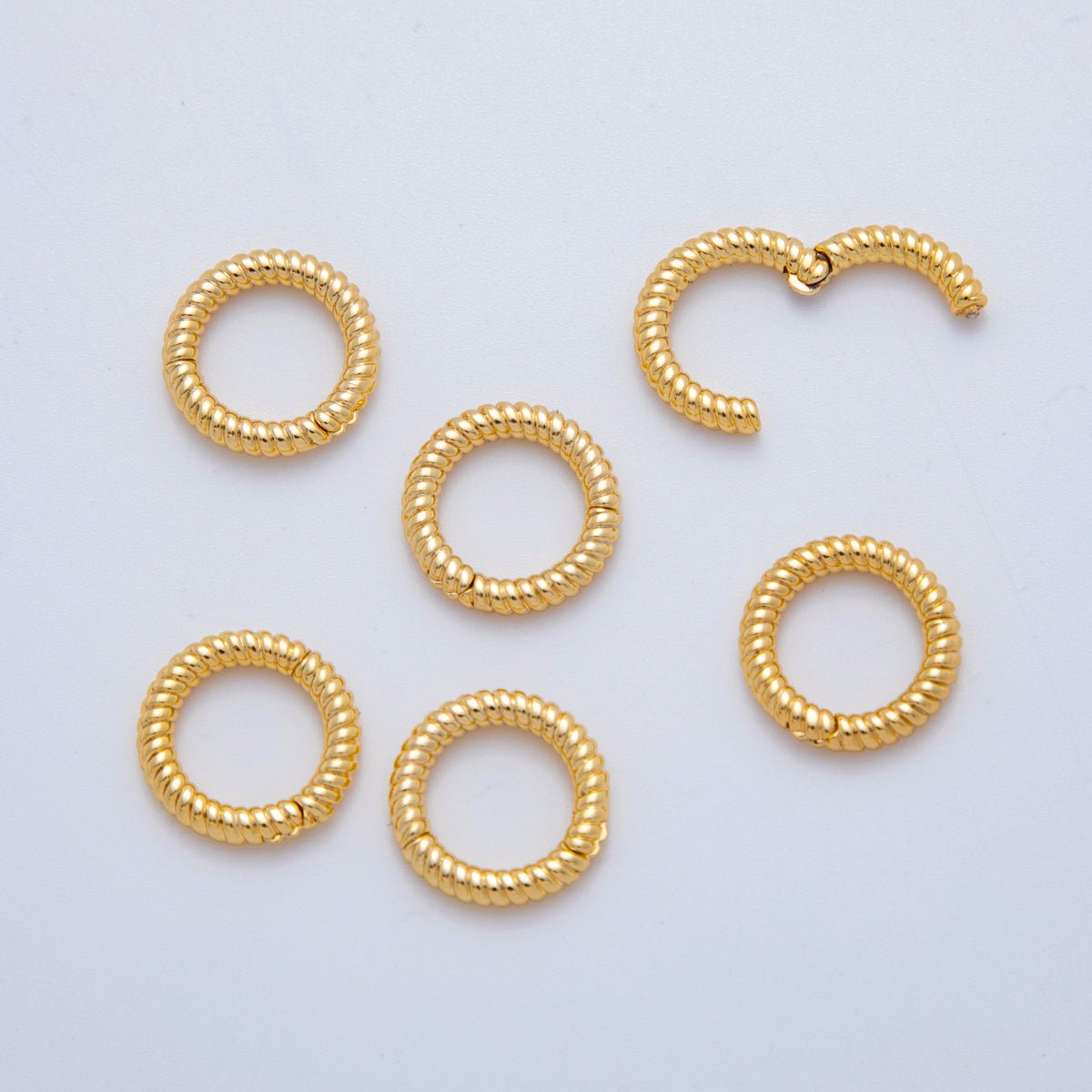 18K Gold Filled 14.5 mm Twirled Twist Round Snap Clasp Closure Findings | ZA1221 - DLUXCA
