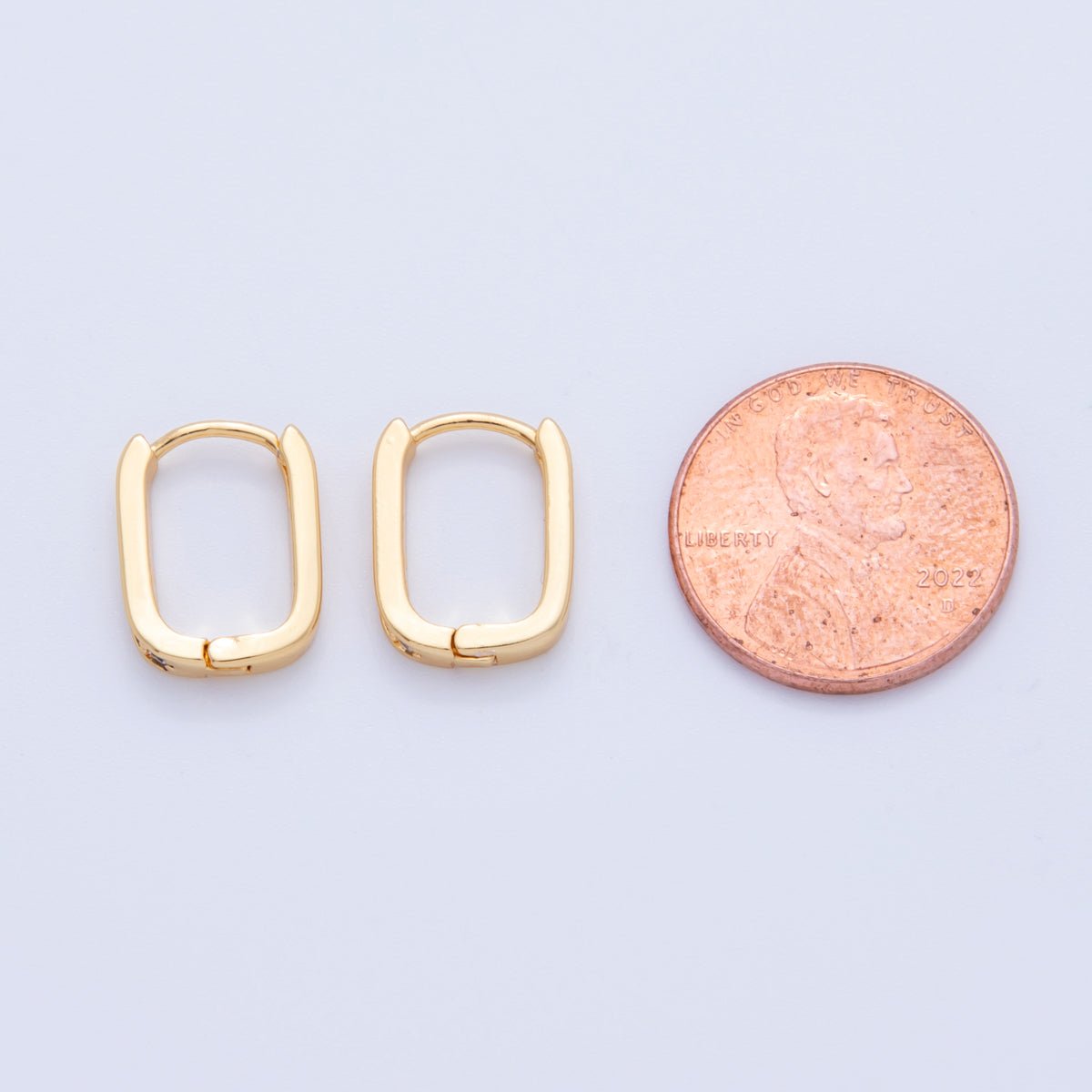 18K Gold Filled 14.5mm Micro Paved CZ Oblong Huggie Earrings | AI351 - DLUXCA