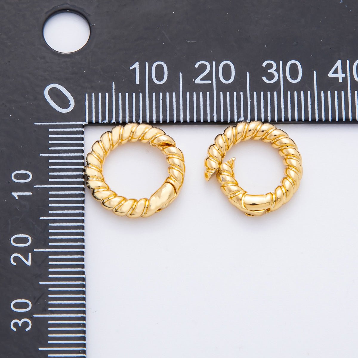 18K Gold Filled 14.5mm Mini Twisted Rope Push Gate Clasp Charm Finding | Z1374 - DLUXCA