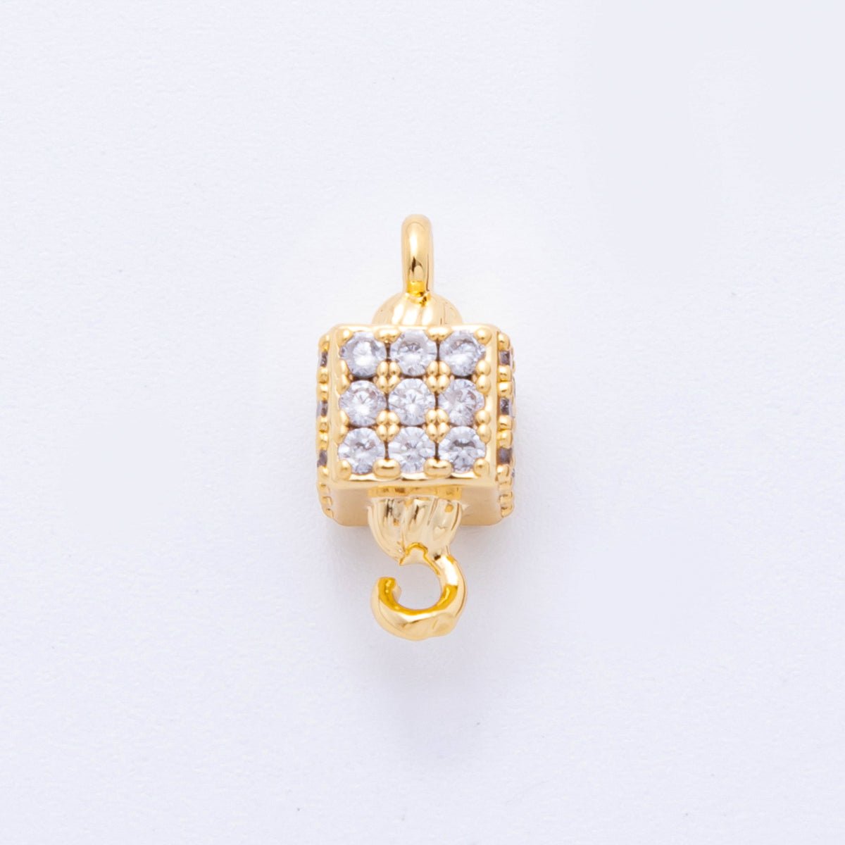 18K Gold Filled 14mm Micro Paved CZ Cubic Box Link Connector | Y161 - DLUXCA