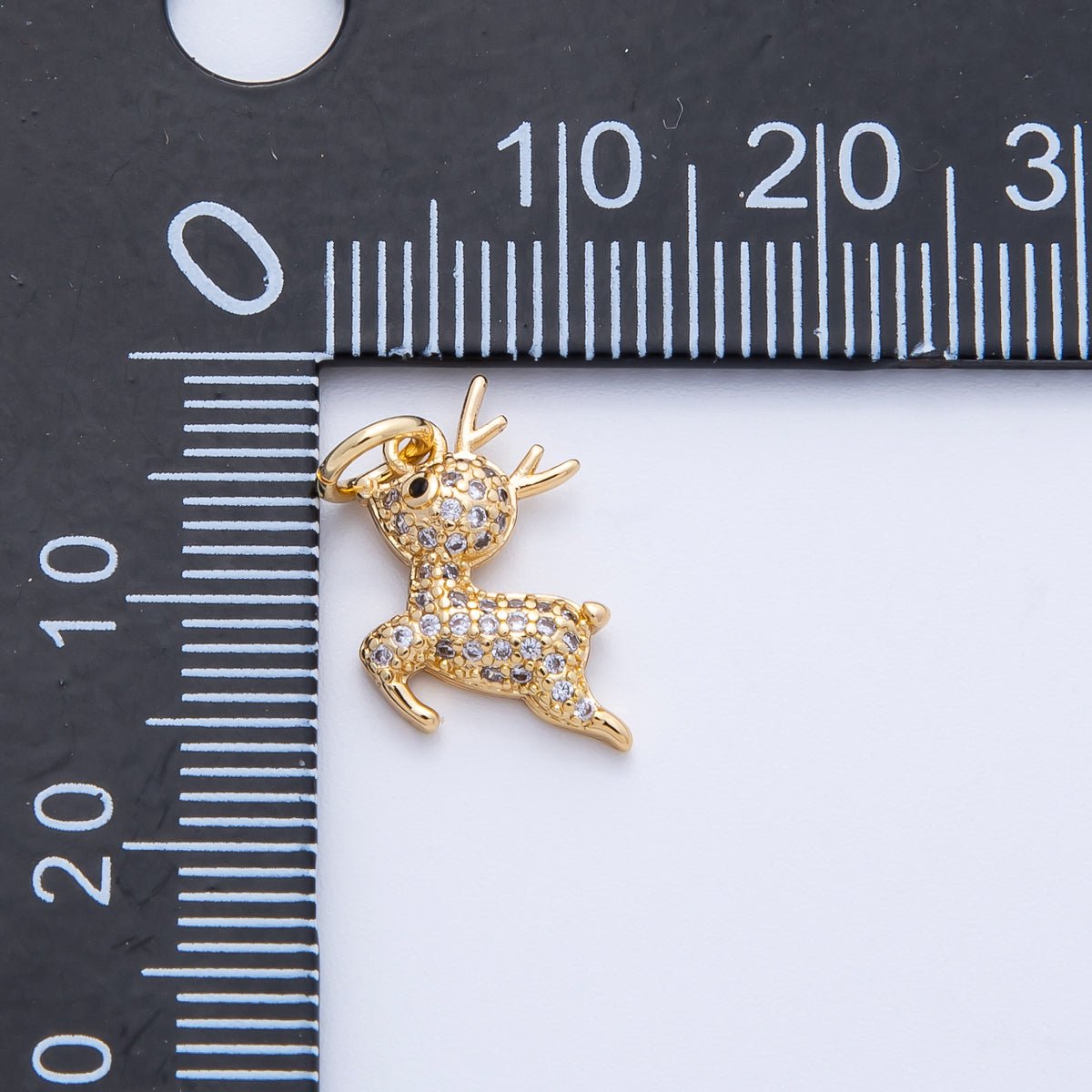 18K Gold Filled 14mm Micro Paved CZ Reindeer Forest Animal Charm | Charms - 00415 - DLUXCA