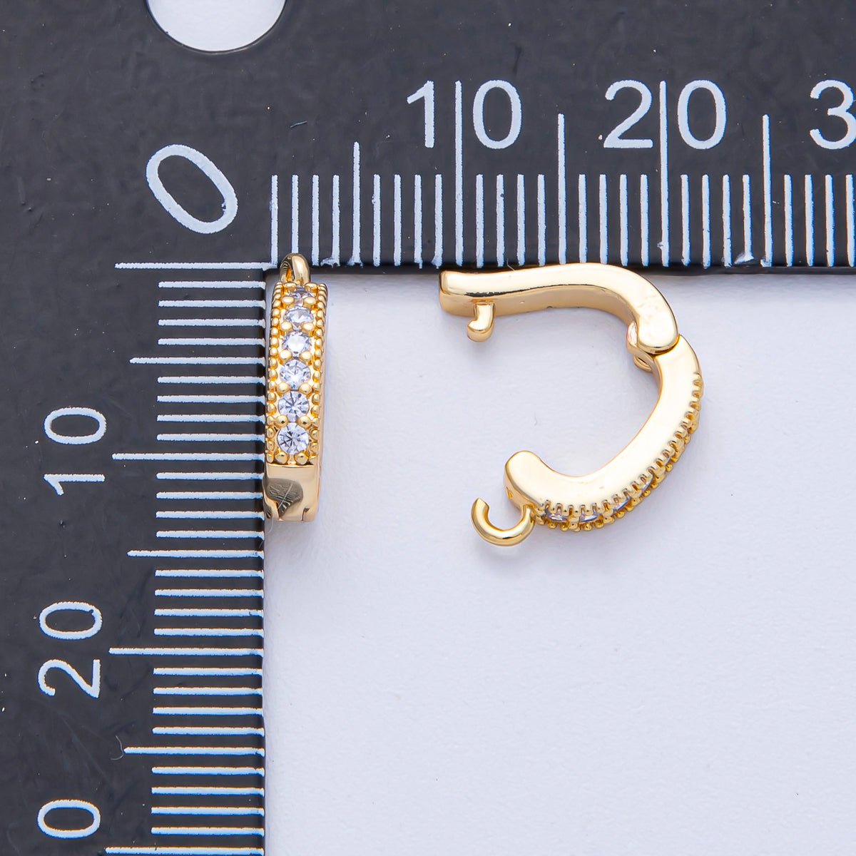18K Gold Filled 14mm Micro Paved CZ Snap Latch Bail Finding | Z1605 - DLUXCA