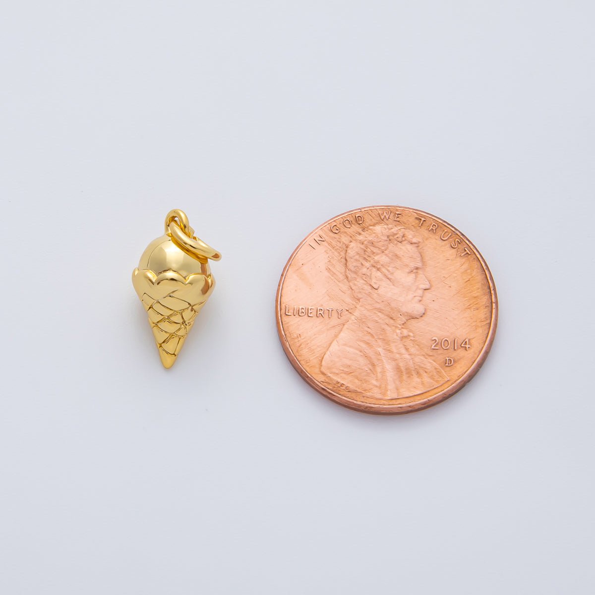 18K Gold Filled 14mm Mini Ice Cream Cone Charm in Gold & Silver | AF1415 - DLUXCA