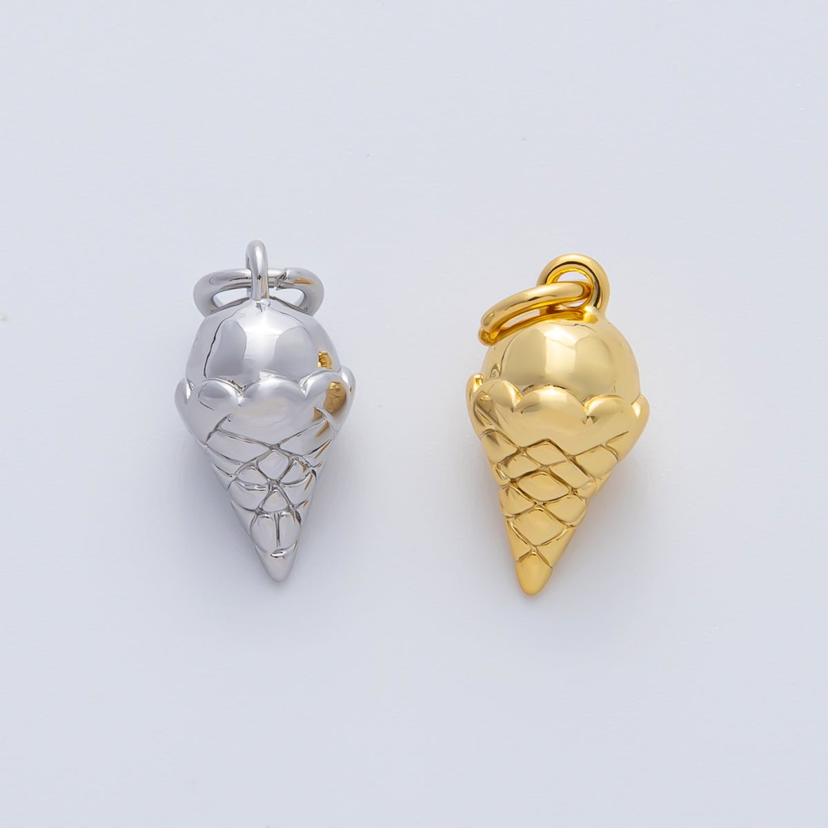 18K Gold Filled 14mm Mini Ice Cream Cone Charm in Gold & Silver | AF1415 - DLUXCA
