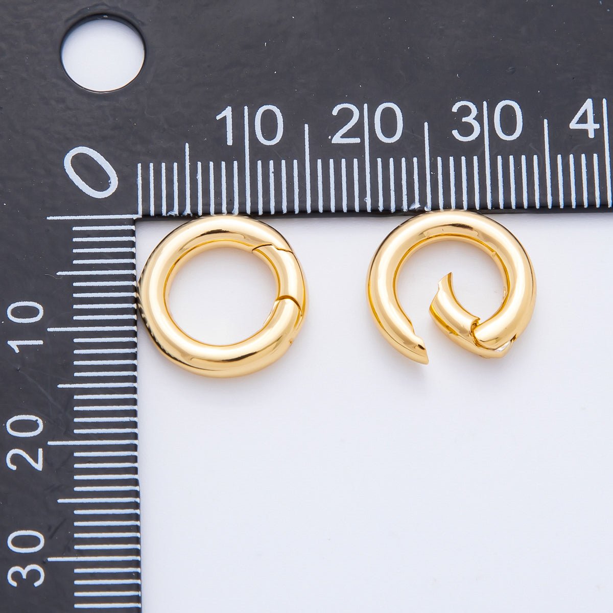 18K Gold Filled 14mm Minimalist Dainty Round Push Gate Clasp Charm Finding | Z1421 - DLUXCA